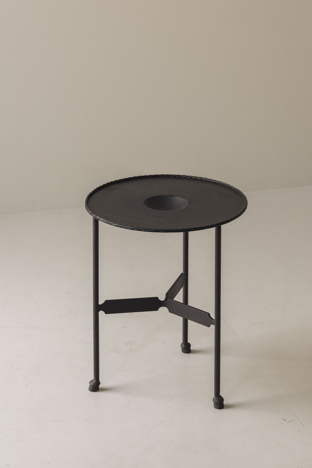 Exceptional French Guéridon Side Table In Patinated Iron, Dating To The 1940s. photo for sale