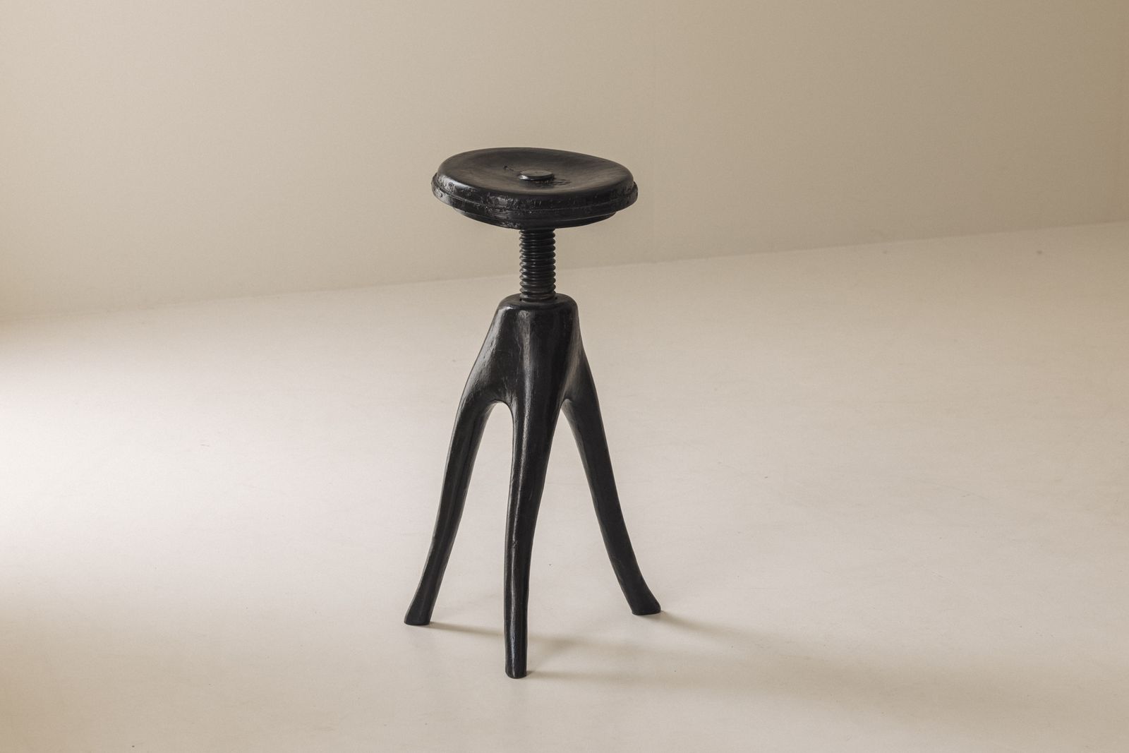 Danish Organic Tripod Stool With Adjustable Seat, Early 20th Century.