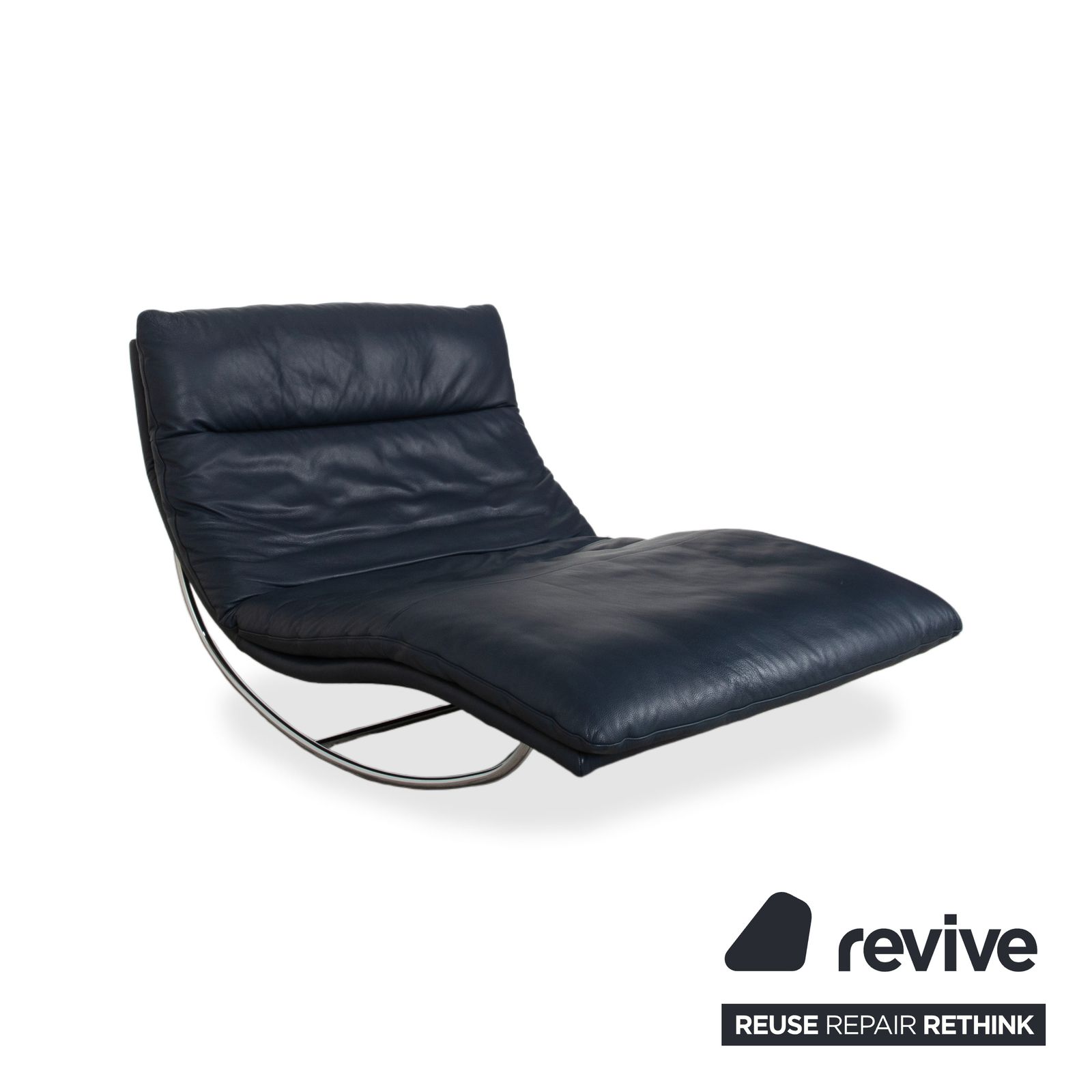 Willi Schillig Daily Dreams Leather Chaise Lounge Dark Blue Navy photo Furniture