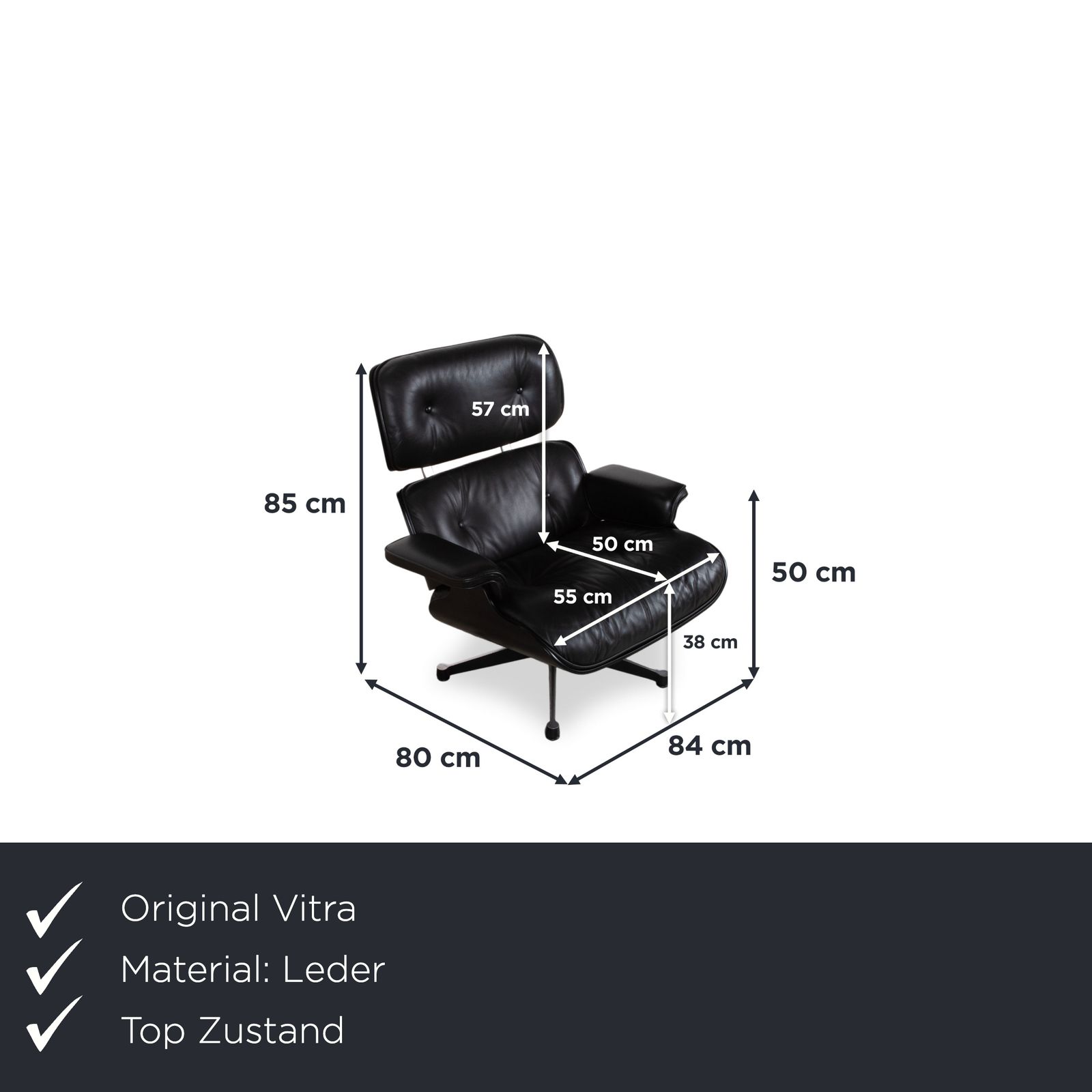 Fauteuil Vitra Eames en cuir noir, bois photo furniture