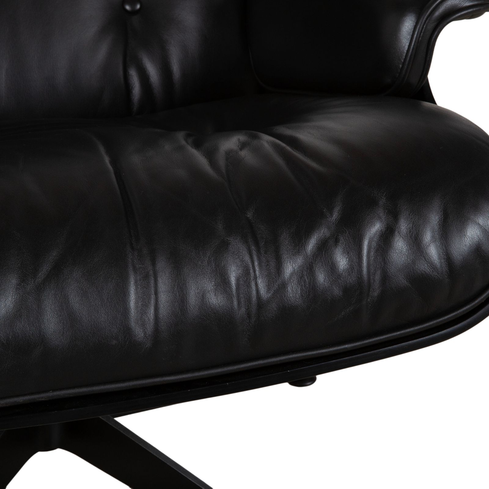 Fauteuil Vitra Eames en cuir noir, bois photo Mobilier