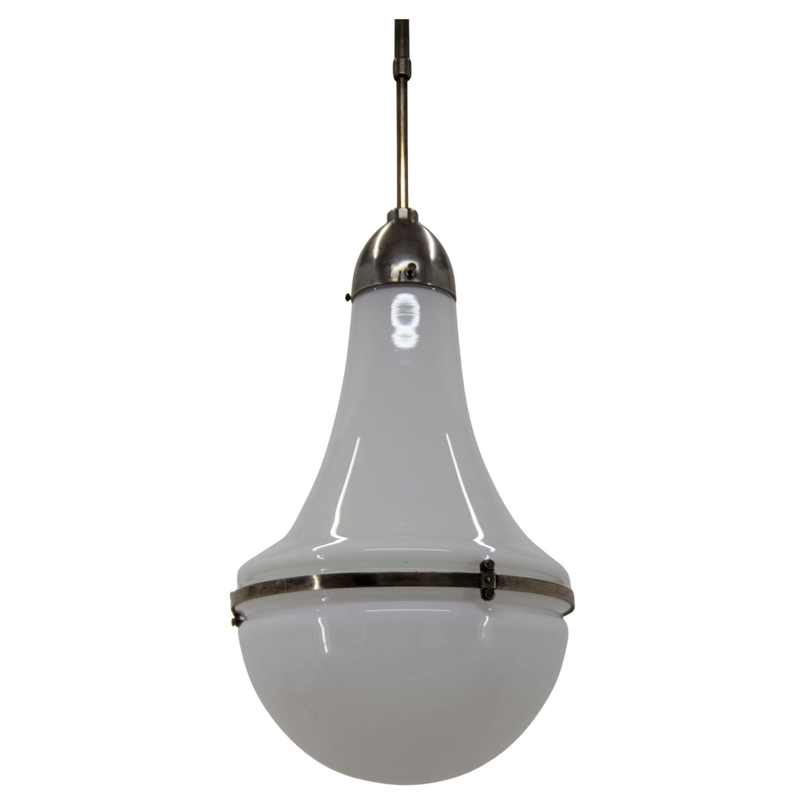 Art Deco Pendant Light By Peter Behrens, Opaline Glass, 1910s, Adjustable