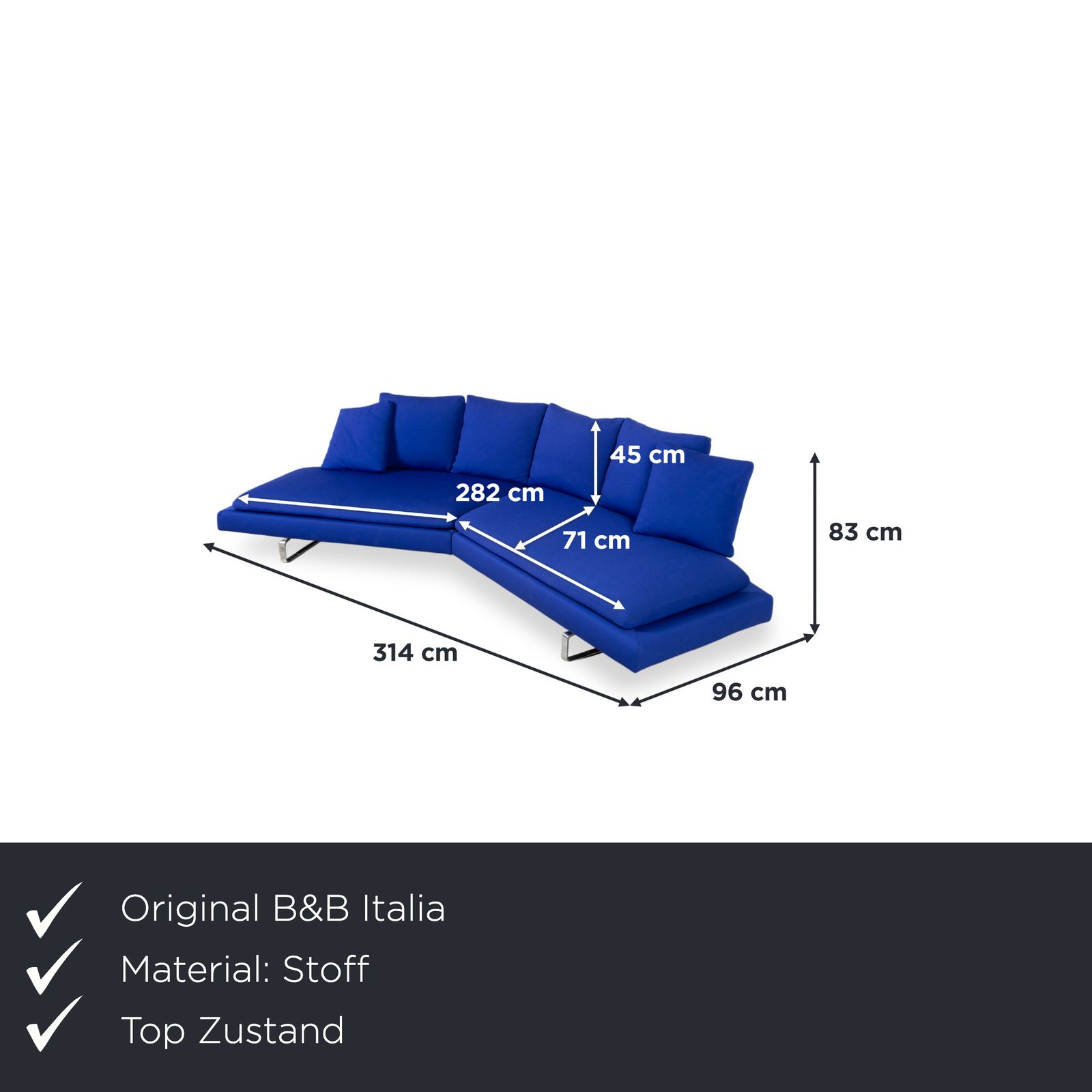 Canapé d'angle B&B Italia Arne en tissu, bleu photo furniture