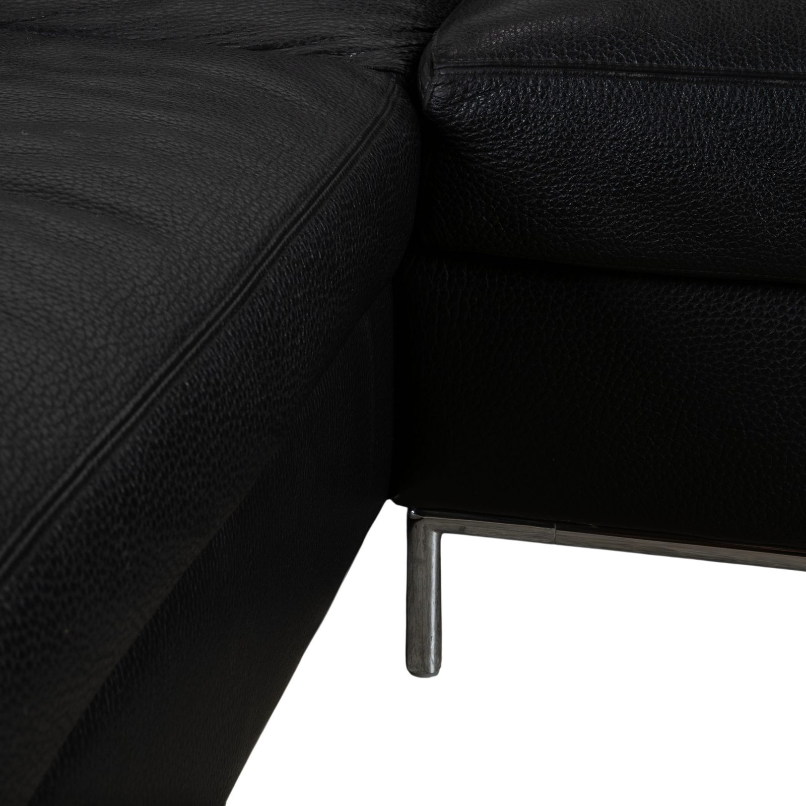 photo furniture Canapé d'angle Machalke en cuir noir, fonction manuelle