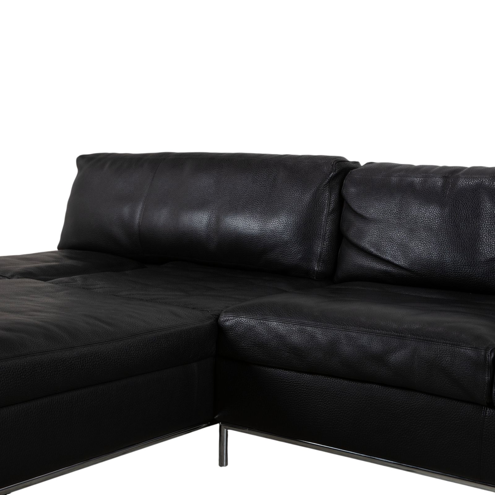 Mobilier Canapé d'angle Machalke en cuir noir, fonction manuelle photo