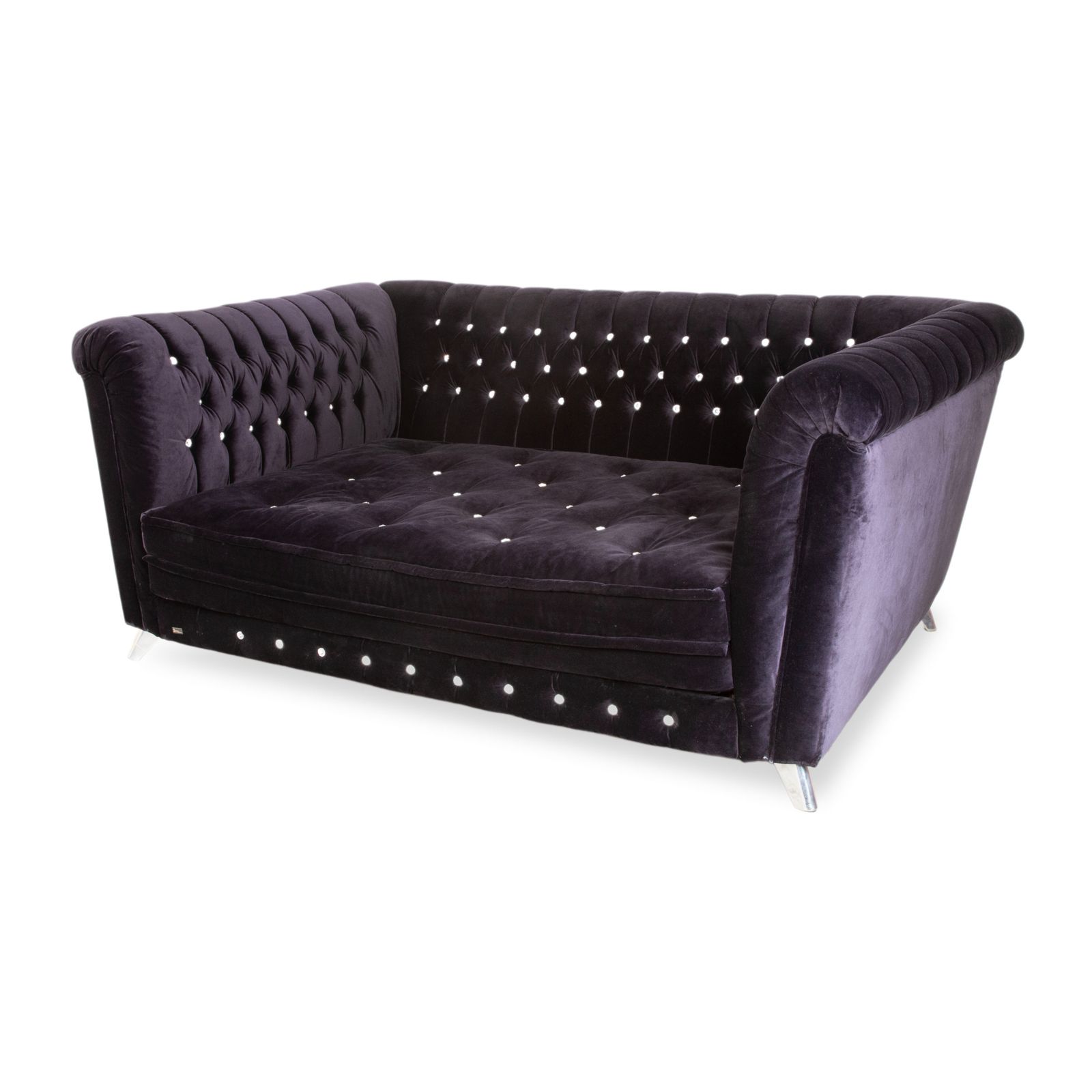 Bretz Chelsea Stof Driezitter, Aubergine, Paars, Zilveren Glitter, Manuele Functie, Slaapfunctie, Slaapbank photo for sale