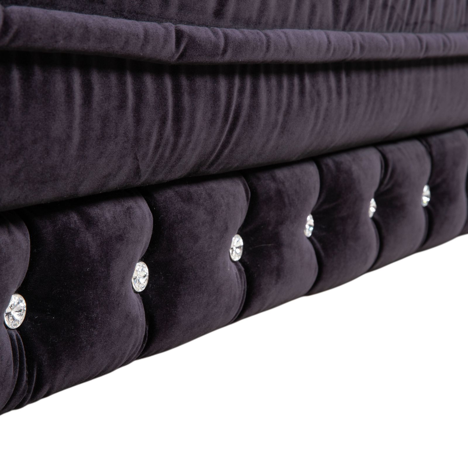 Bretz Chelsea Fabric Three Seater, Aubergine, Purple, Silver Glitter, Manual Function, Sleeper Function, Sofa Couch photo vinterior