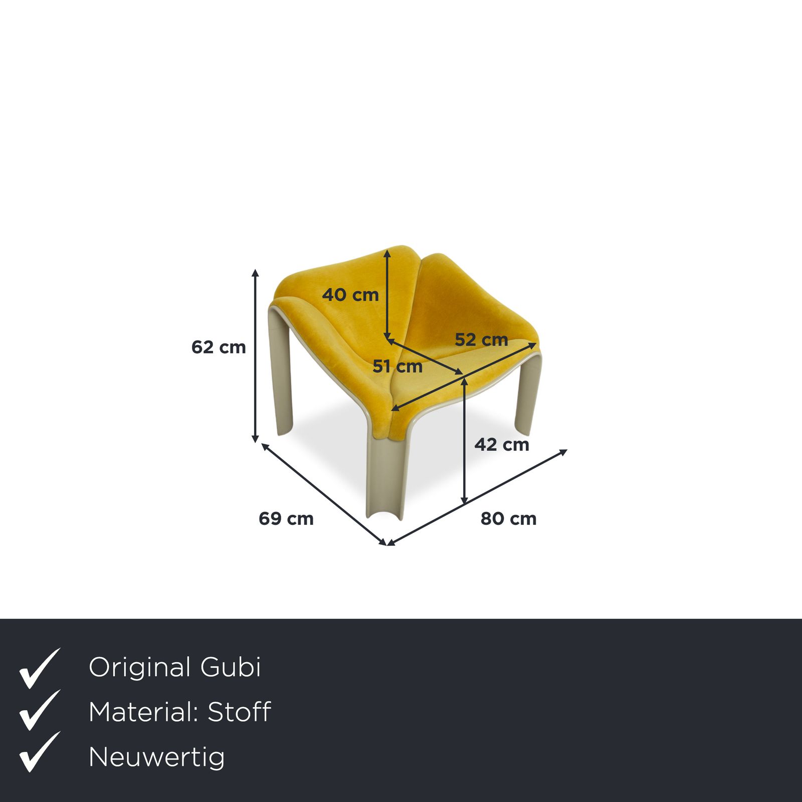 Gubi F300 Fabric Armchair Yellow Cream Eggshell photo furniture