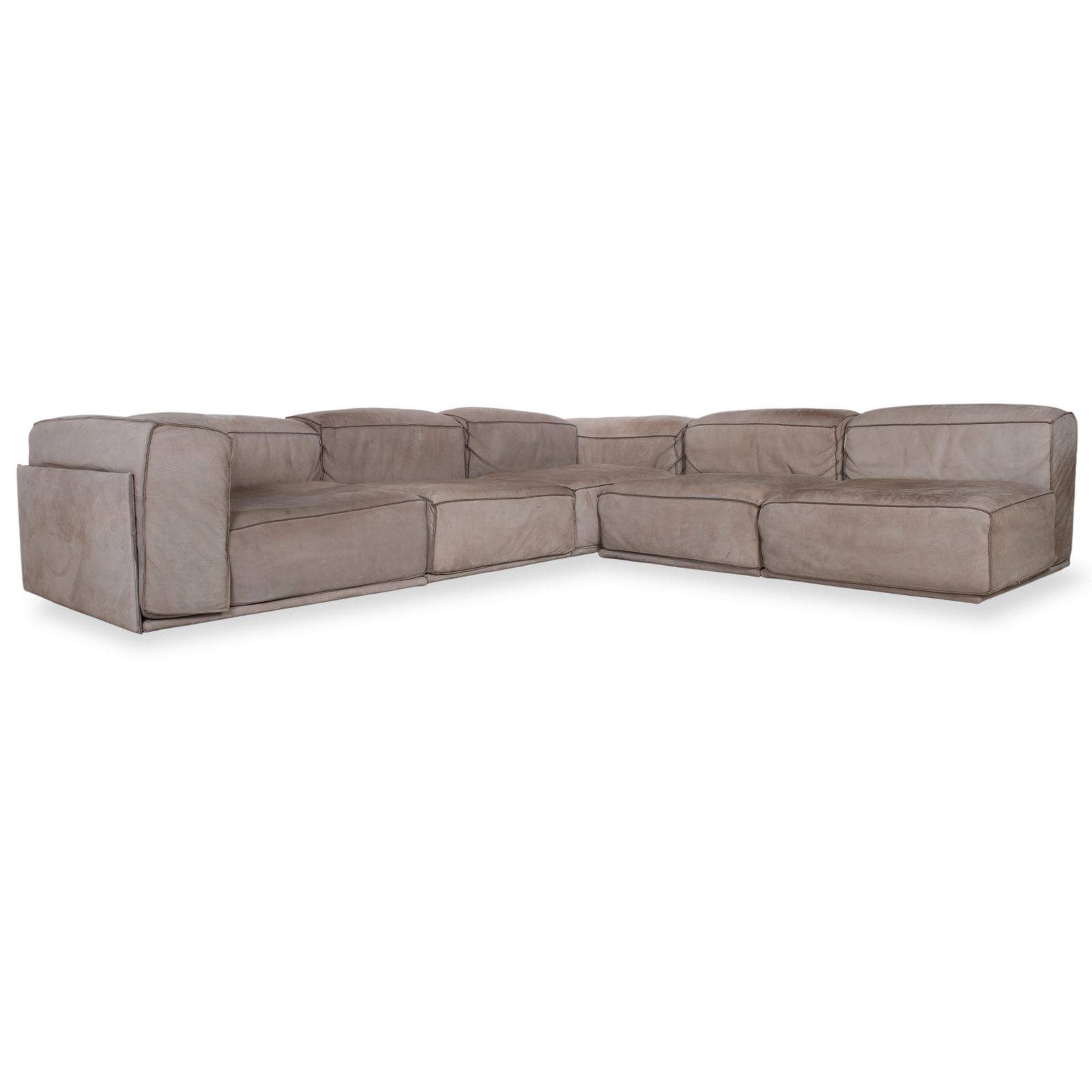 Baxter Leather Corner Sofa Grey Beige