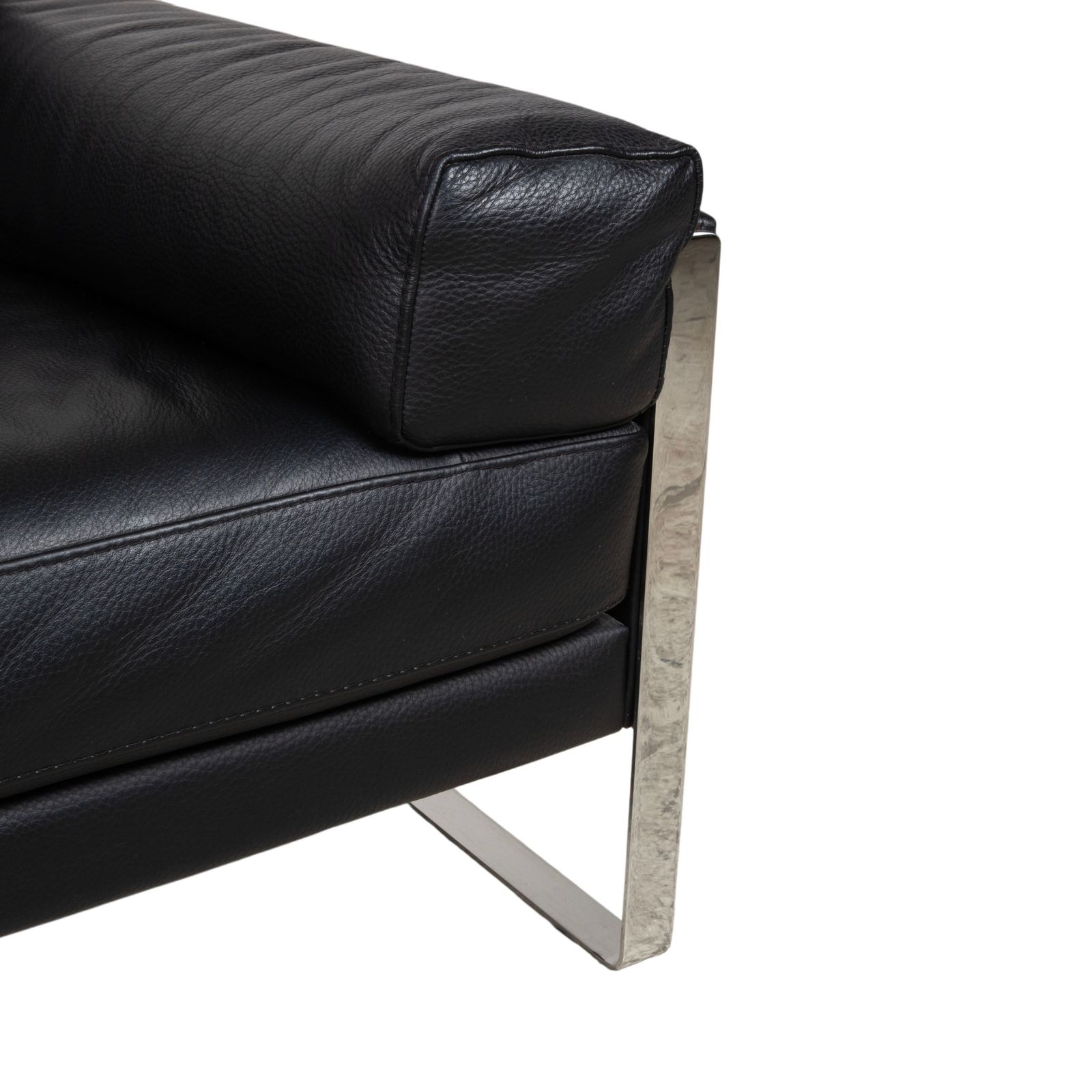 Calia Romeo Leather Chrome Two Seater Black Sofa Manual Function photo 2123.0