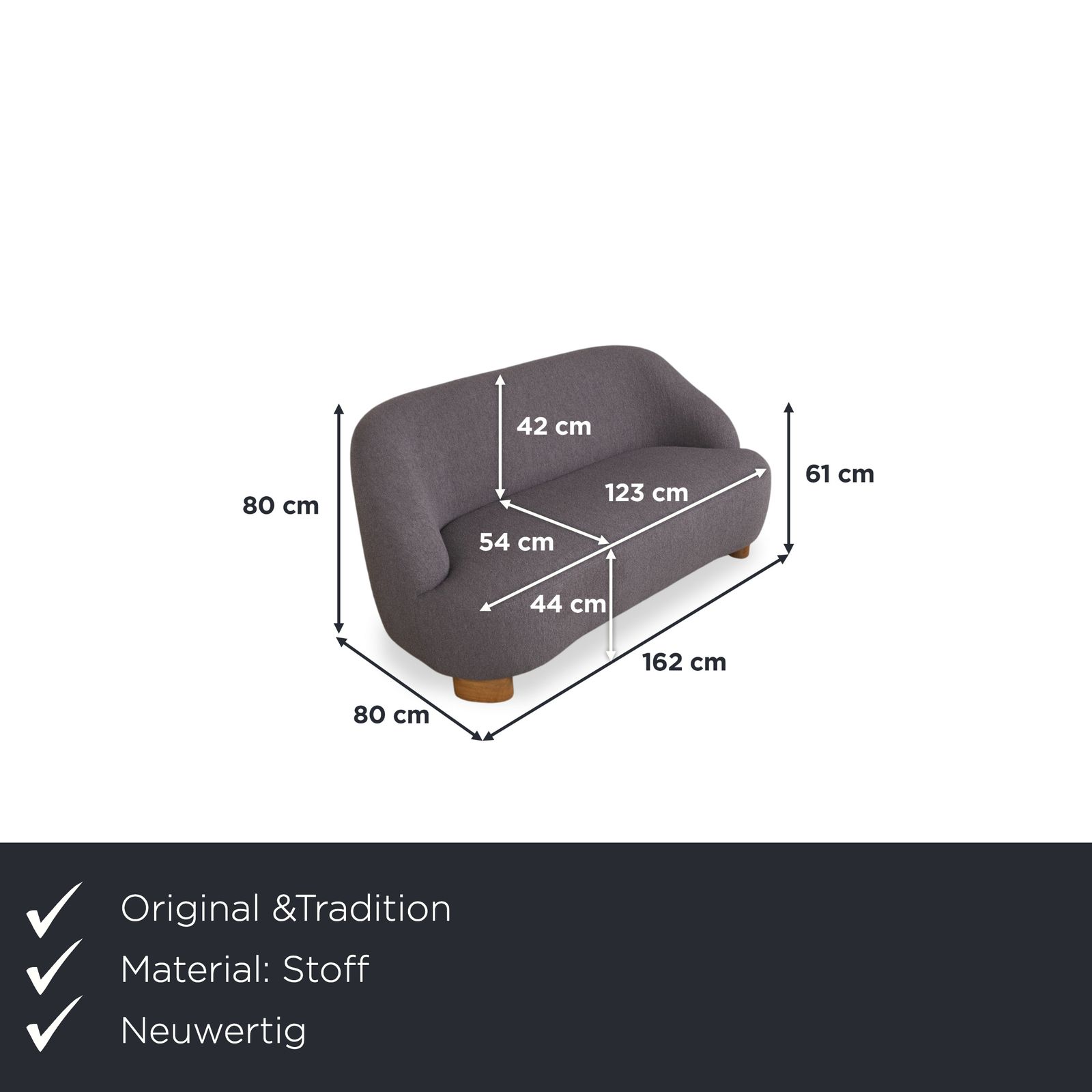 &Tradition Margas Fabric Two Seater Grey Sofa photo furniture