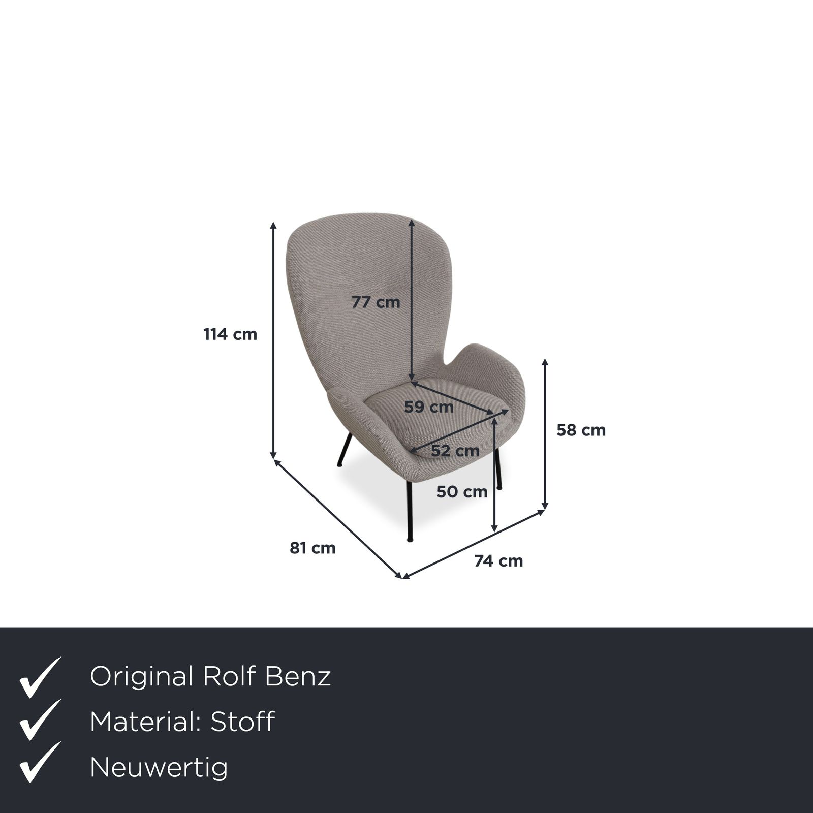 Rolf Benz 594 Fabric Armchair Set Cream Grey photo furniture