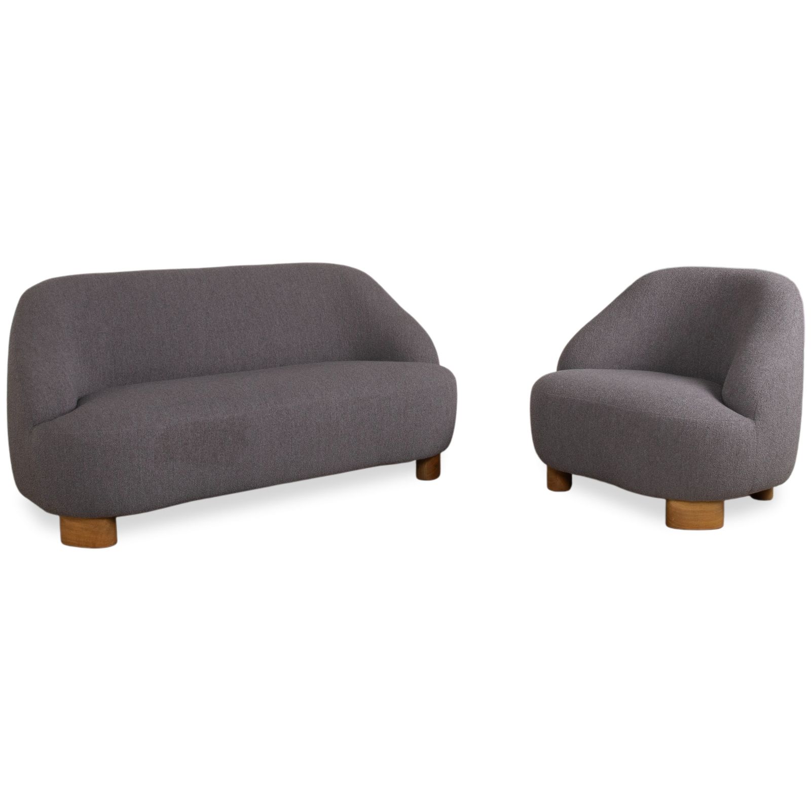 &Tradition Margas Set Stof Tweezitsbank en Fauteuil, Grijs