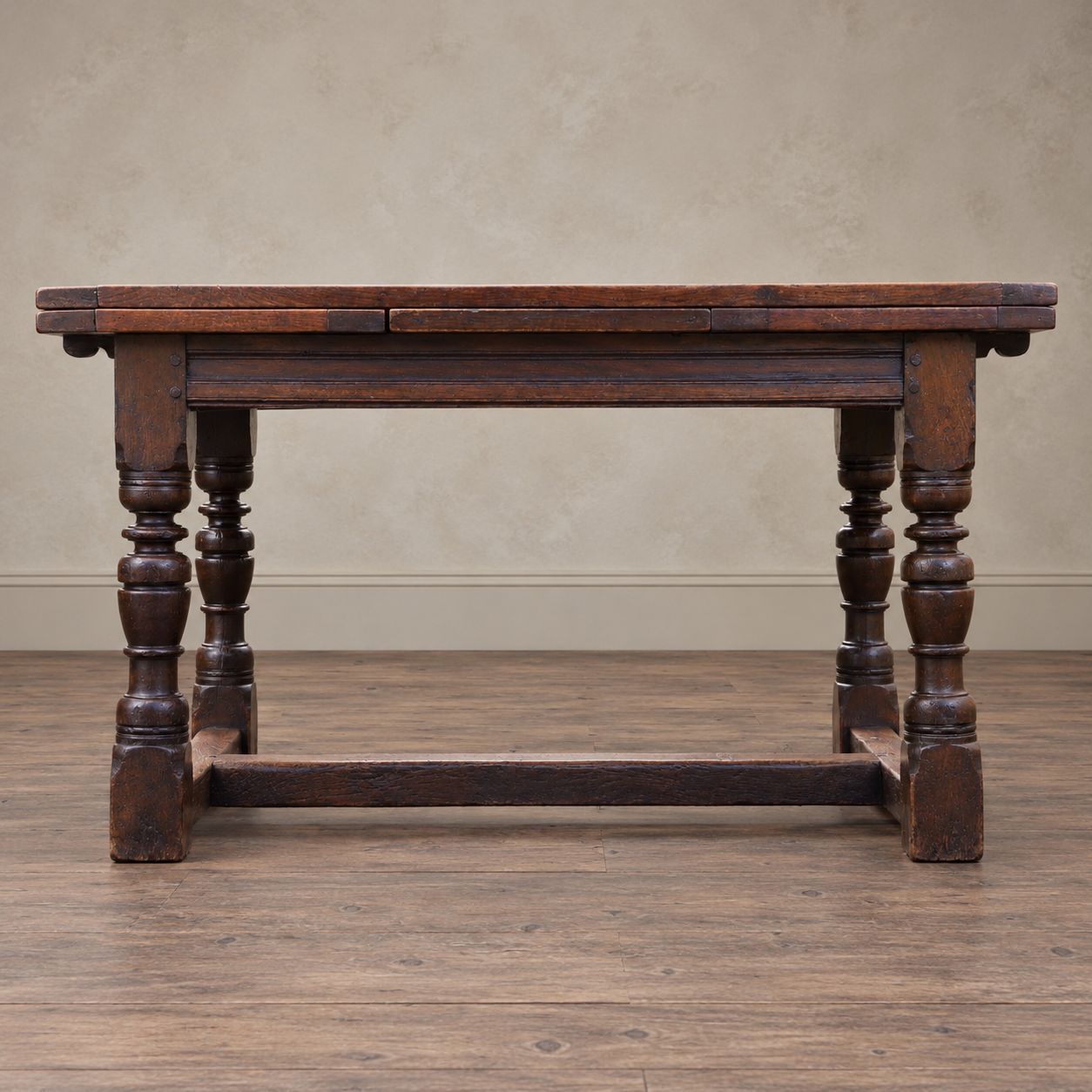 17th Century Oak Draw Leaf Extending Dining Table photo furniture