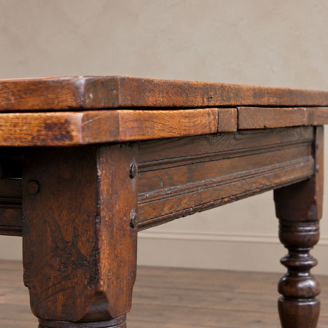 17th Century Oak Draw Leaf Extending Dining Table photo vintage