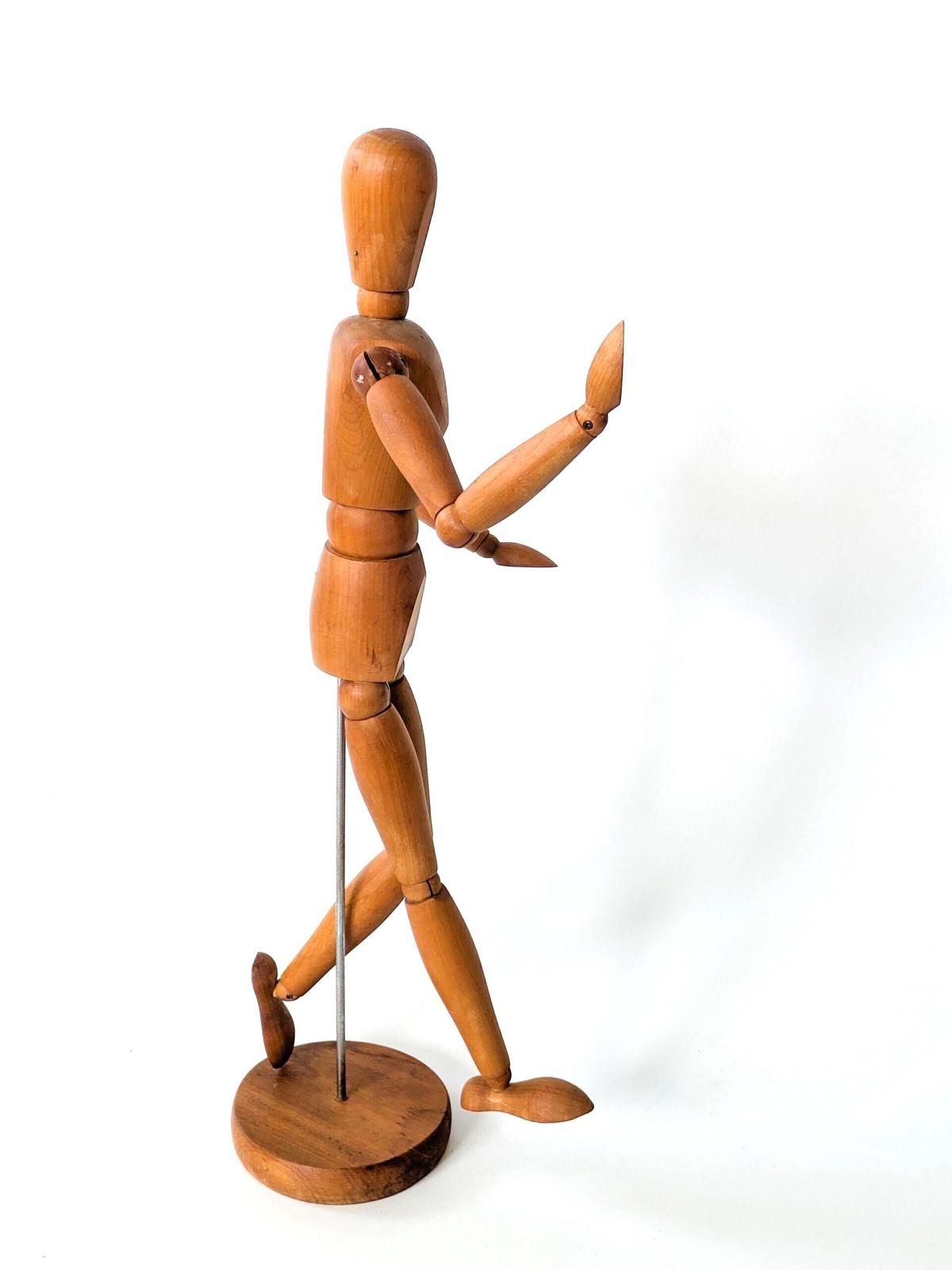 Large Vintage Wood Articulated Artist Manikin Drawing Figure Mannequin On Stand photo for sale