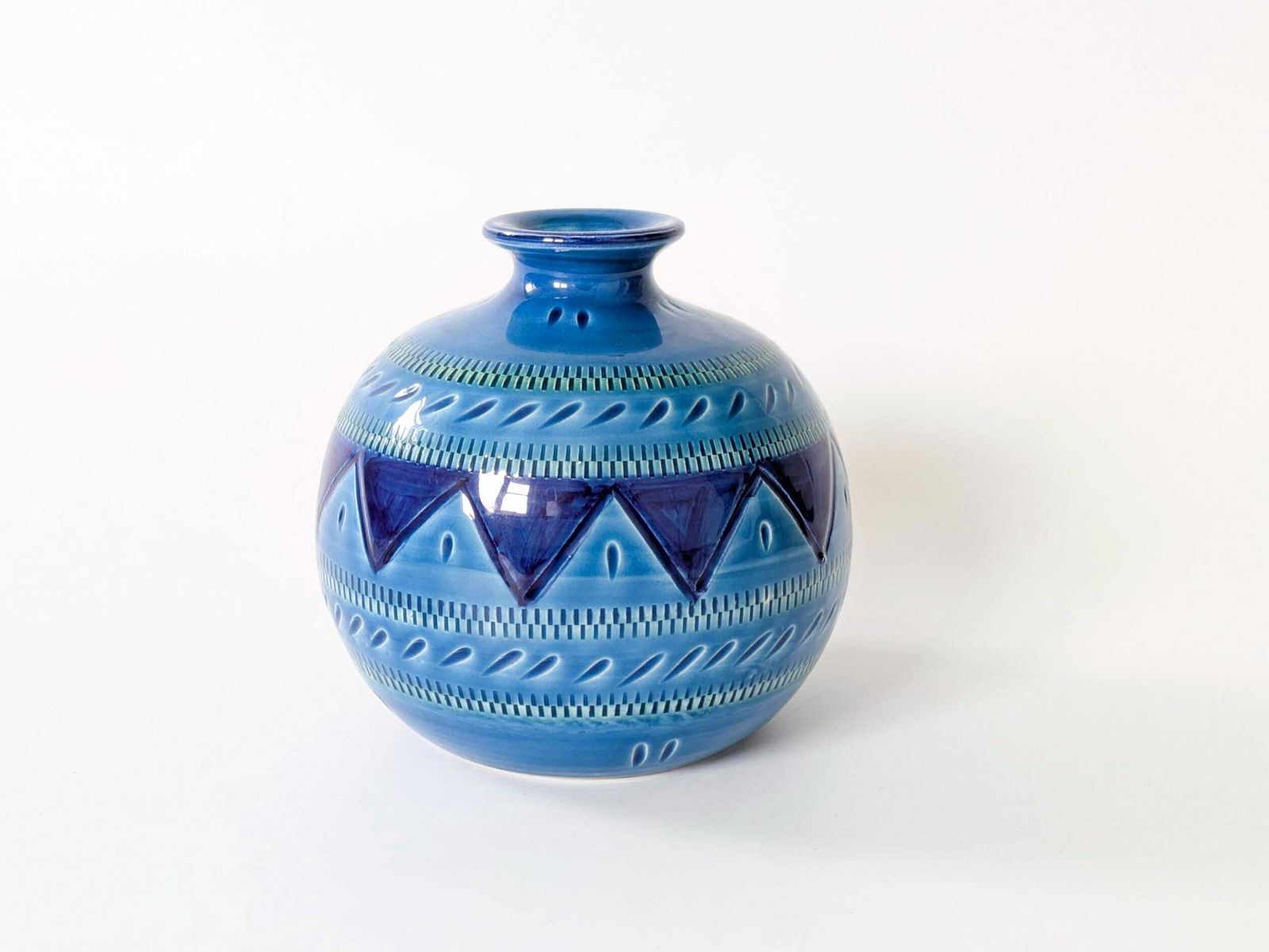 Vintage Sardartis Castelsardo Blue Ceramic Vase Italian Rimini Blu Style Sardinia photo buy