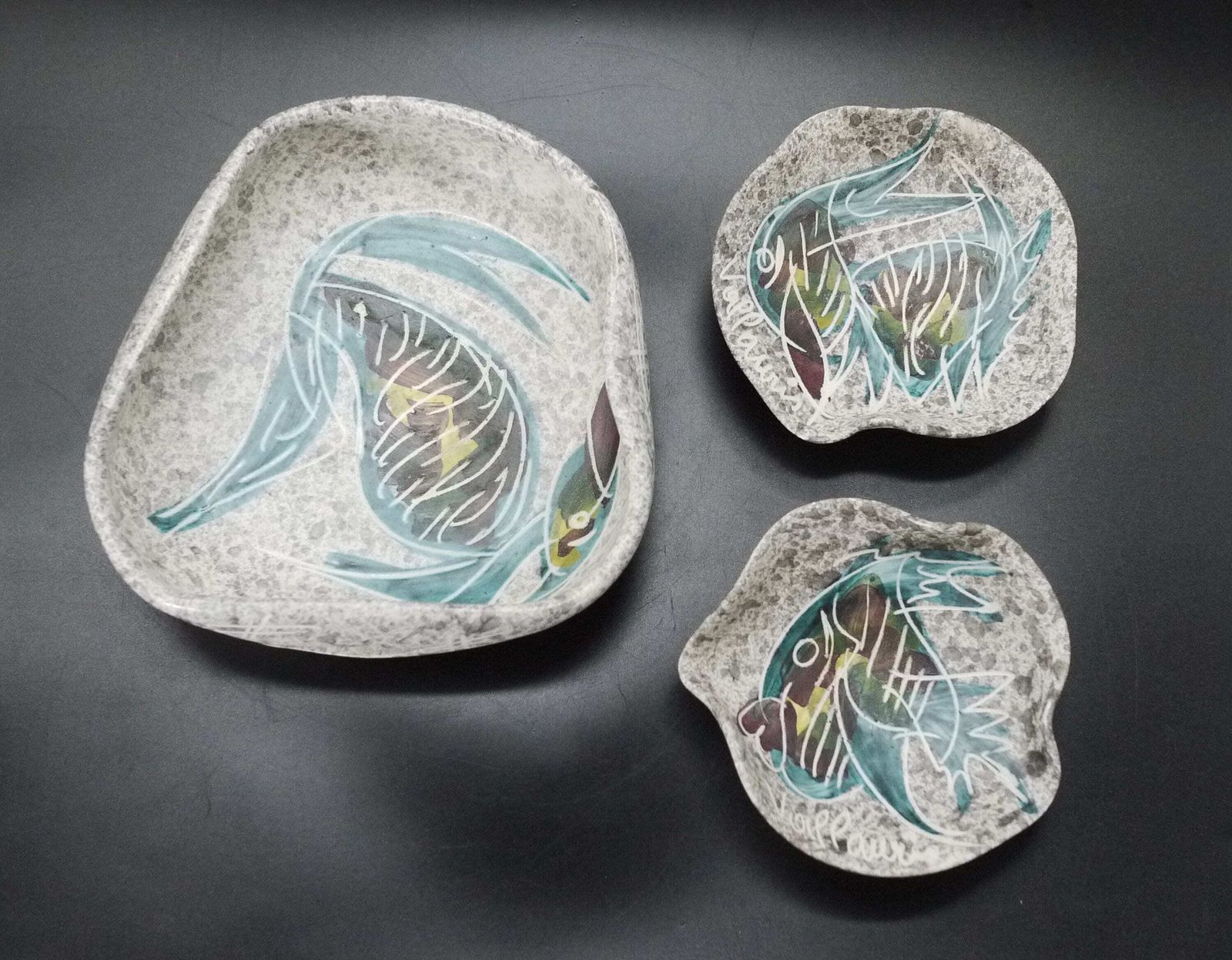 Plats à poisson Yvan Borty pour Vallauris Céramiques, années 1950 photo furniture