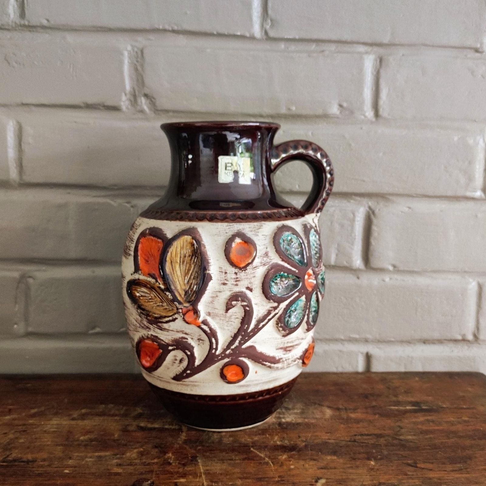 photo furniture Bay Keramik Mid Century West German Floral Design Art Pottery Vase