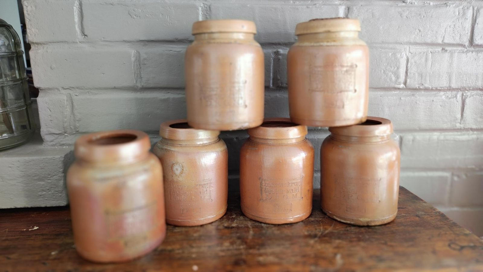 Pot de conservation d'époque en grès de Westerwald, émaillé au sel, pot de cuisine photo vintage