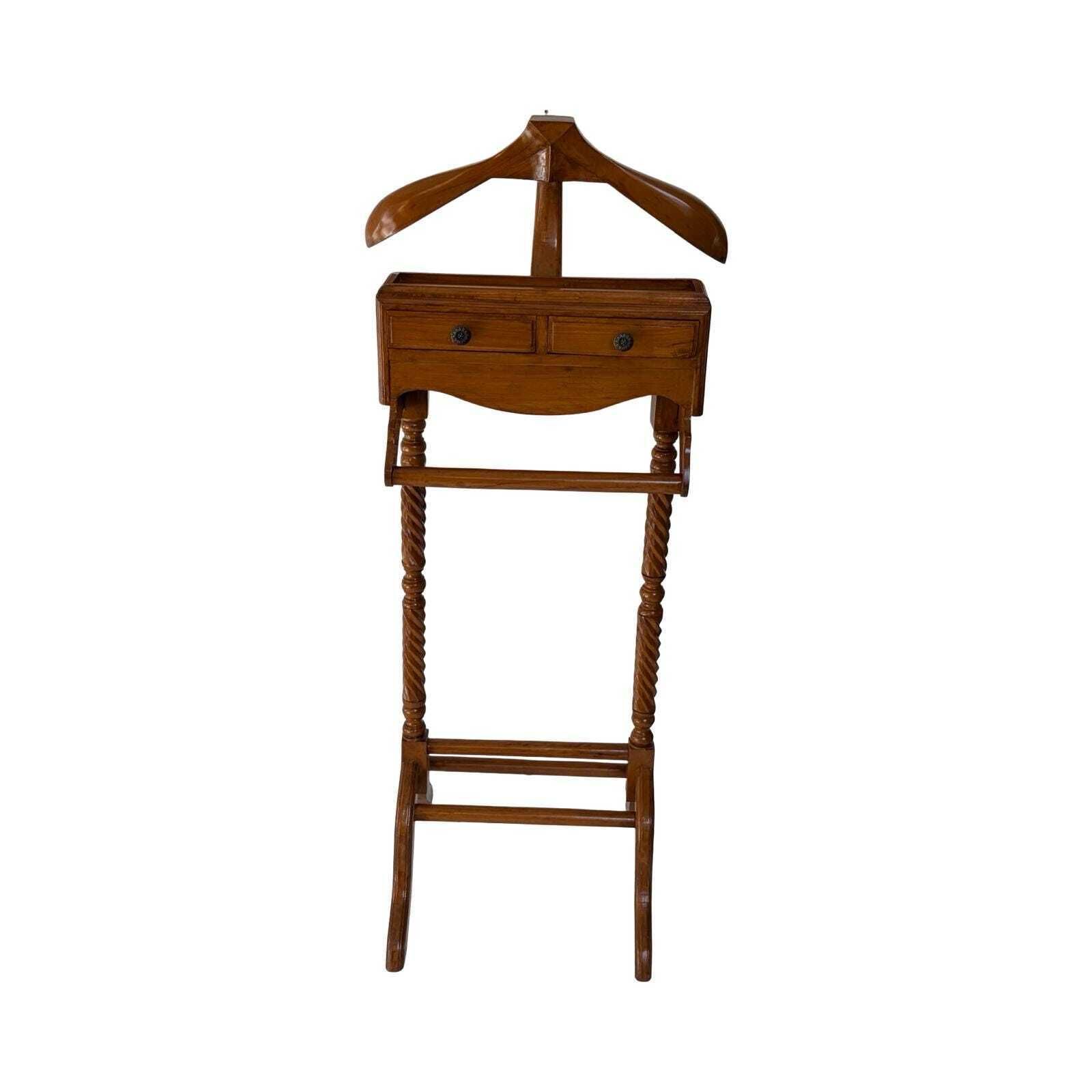 Dressboy / Valet Stand, Made In England, Two Drawers And Twisted Wooden Frame photo Meubels
