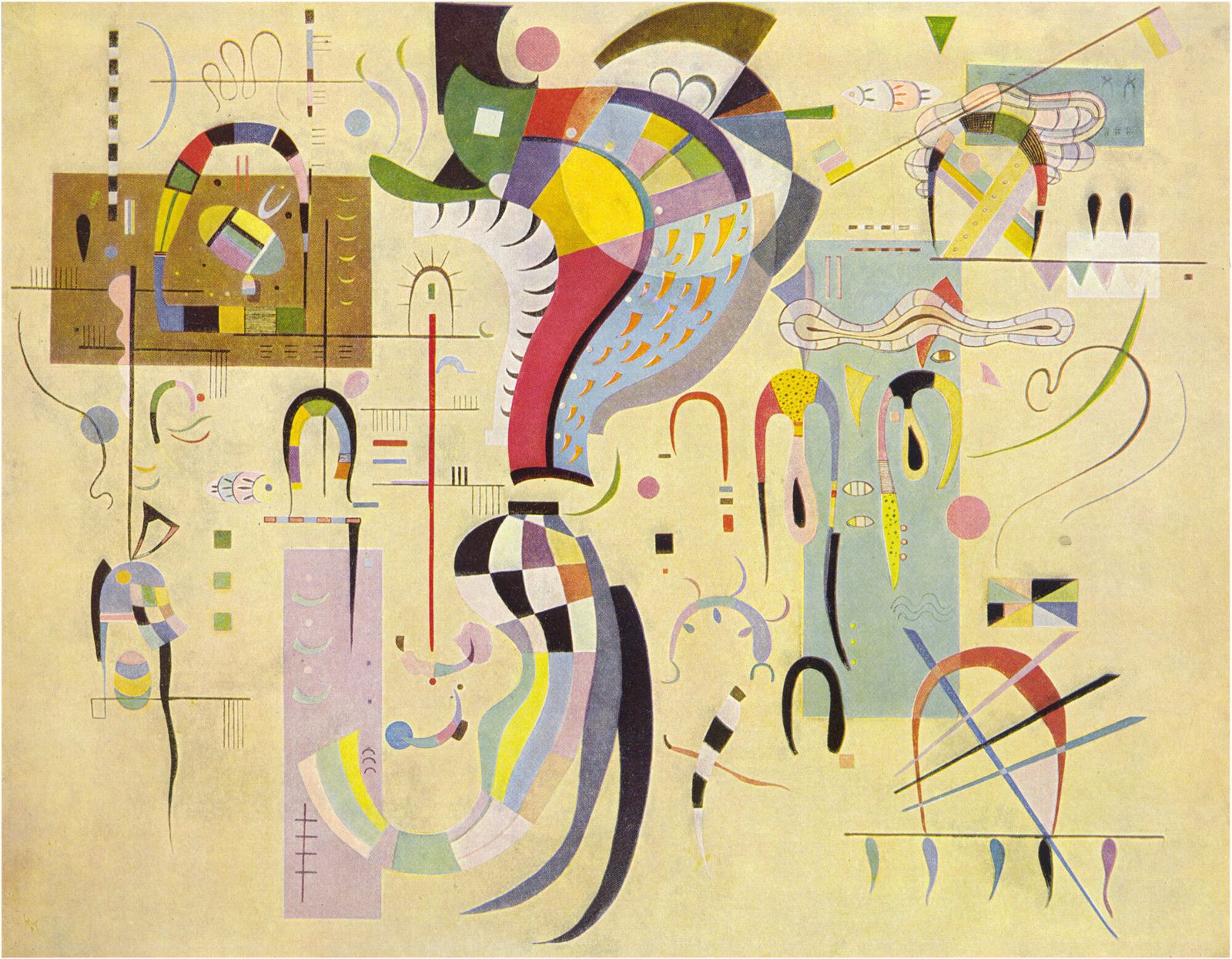 Fraai ingelijste lithografische print naar Kandinsky, 1960 photo furniture