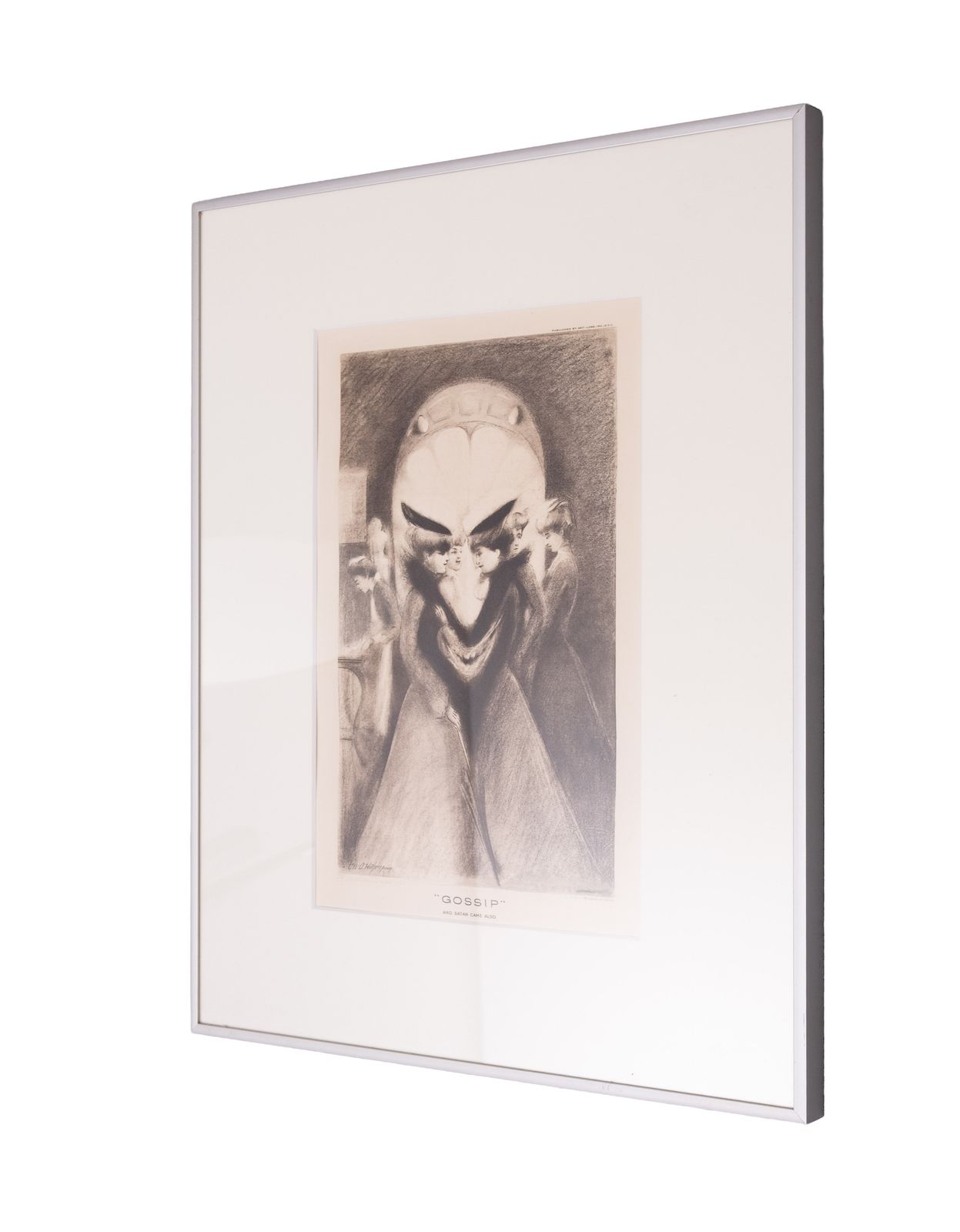 Antieke optische illusie "Gossip And Satan Came Also" naar Geo Wotherspoon, ingelijst photo furniture