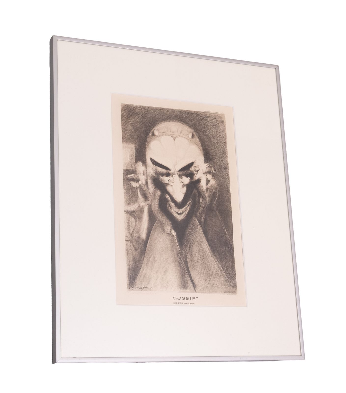 Antieke optische illusie "Gossip And Satan Came Also" naar Geo Wotherspoon, ingelijst photo for sale
