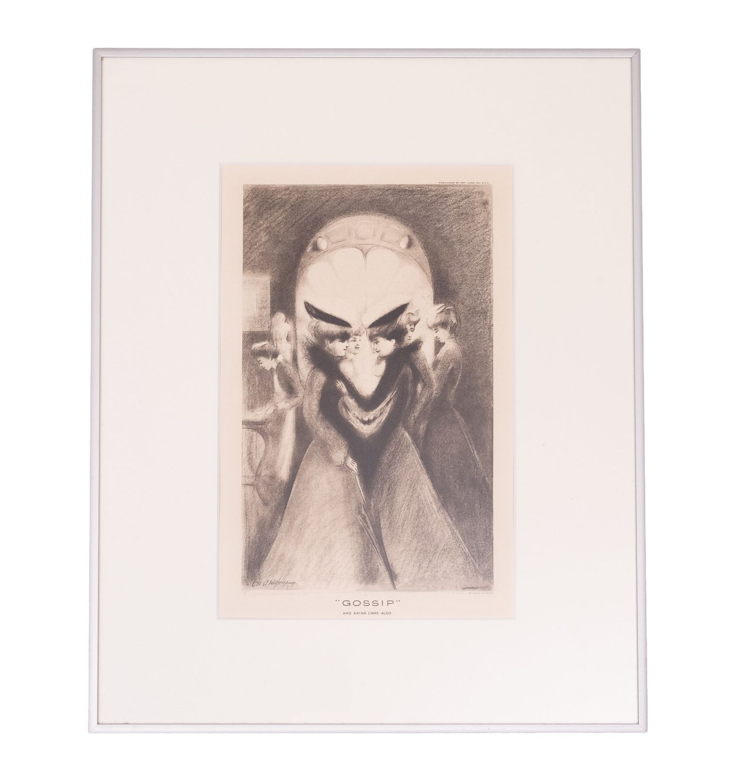 Antieke optische illusie "Gossip And Satan Came Also" naar Geo Wotherspoon, ingelijst photo buy