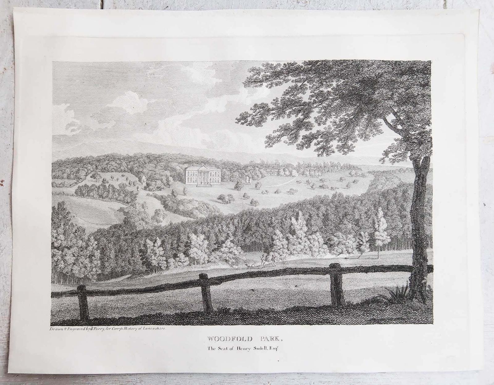 Set van 6 antieke prenten van Engelse landhuizen en tuinen, ca. 1790 photo for sale
