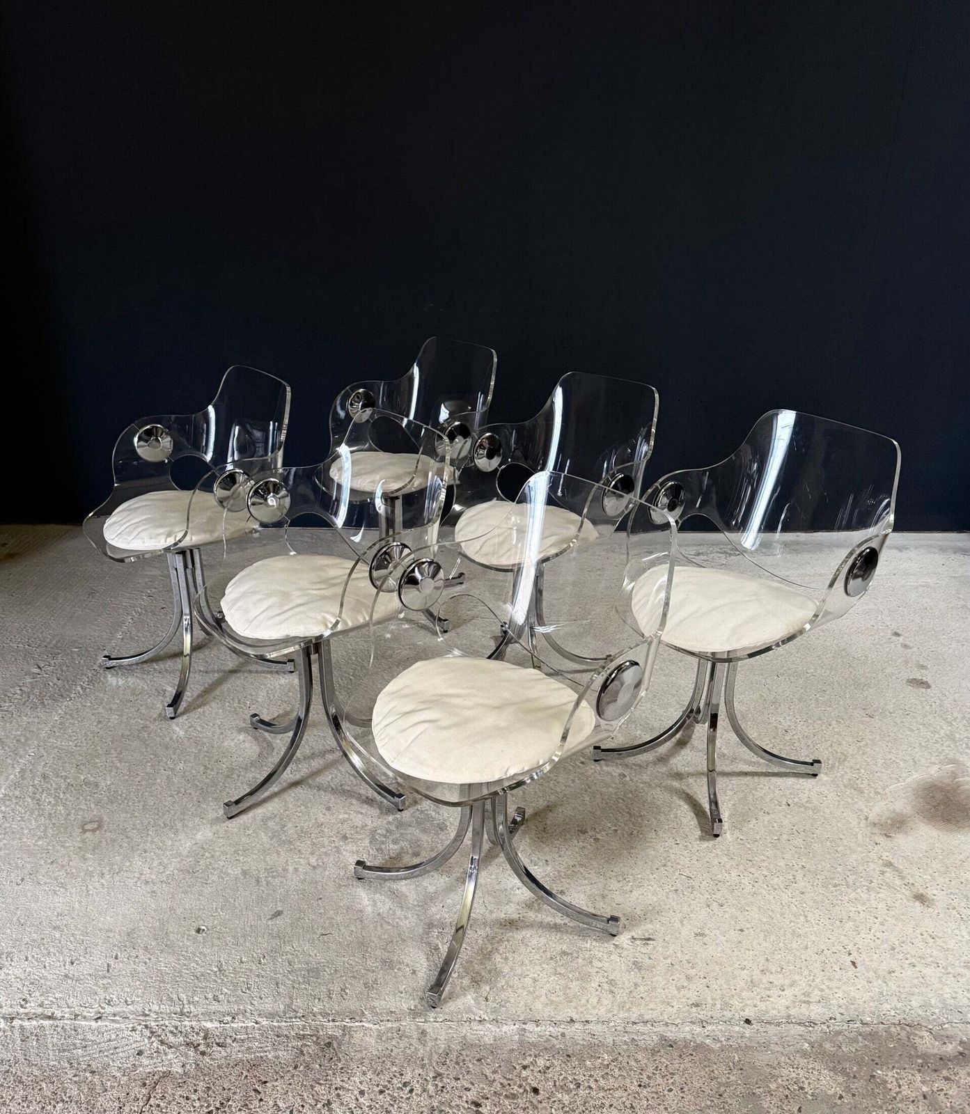 Mcm Design Dining Chair Set By Boris Tabacoff, France 1970's photo vintage