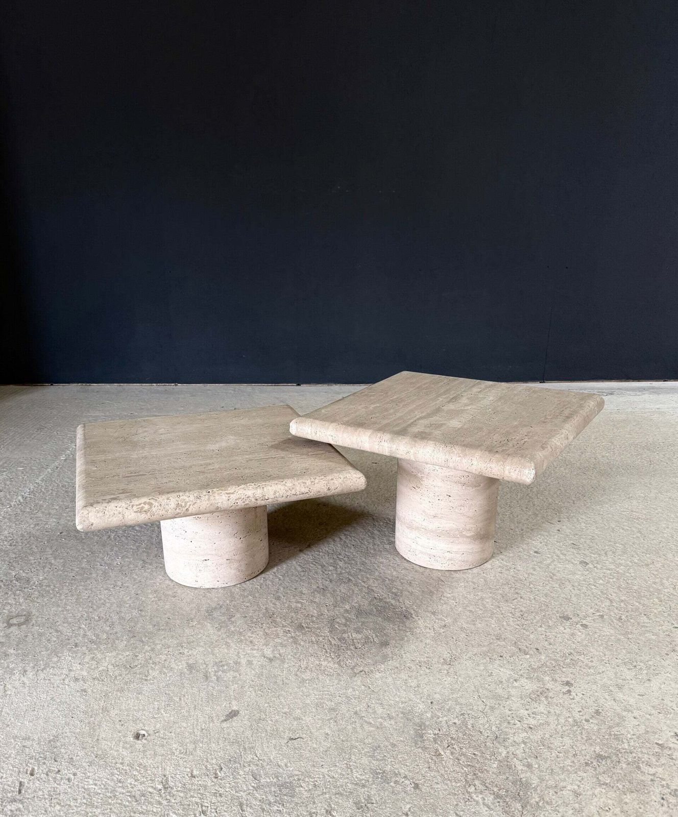 Postmodern Design Travertin Side Table Set By Angelo Mangiarotti For Up & Up, Italy 1970's photo furniture