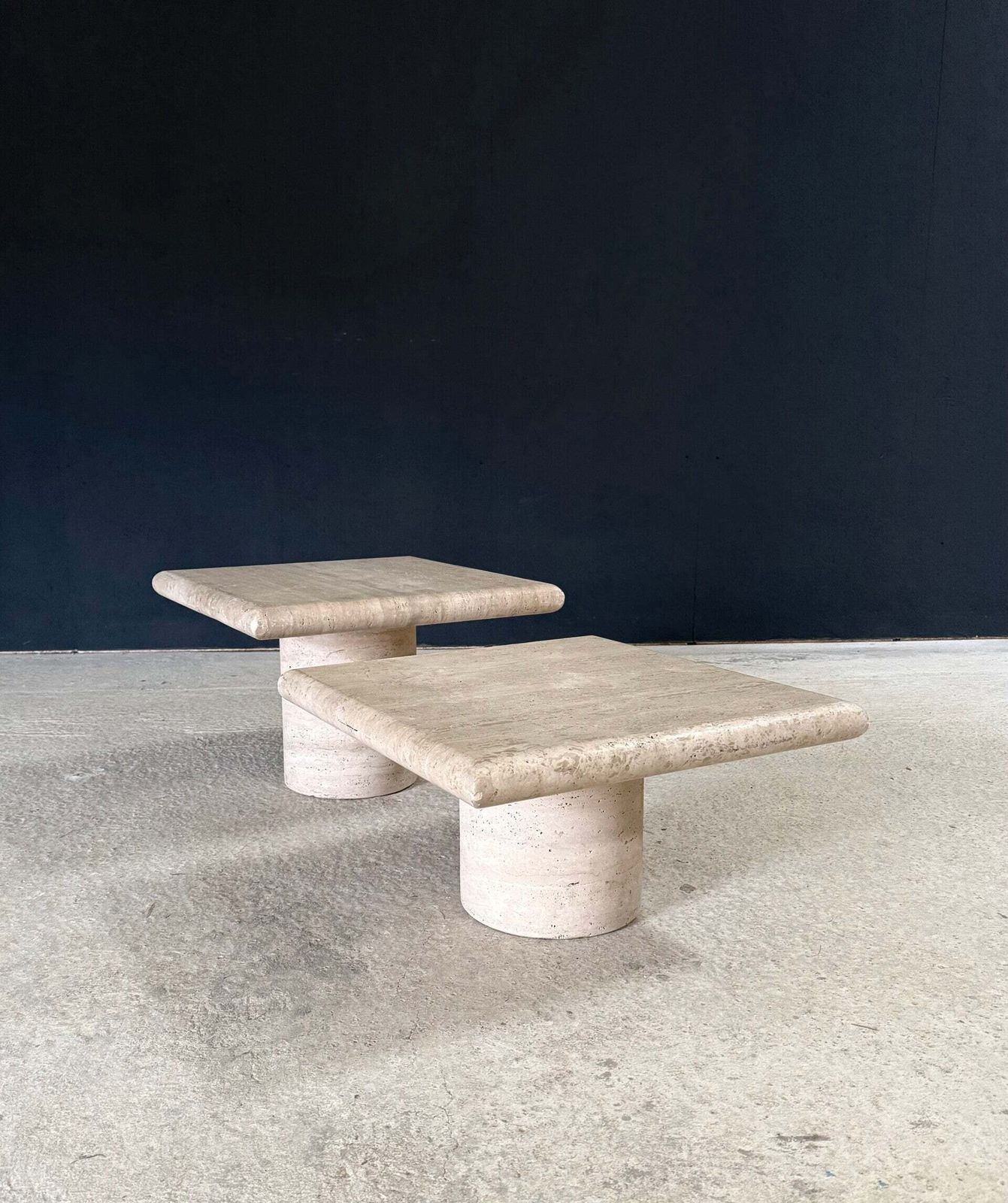 Postmodern Design Travertin Side Table Set By Angelo Mangiarotti For Up & Up, Italy 1970's photo 1900.0