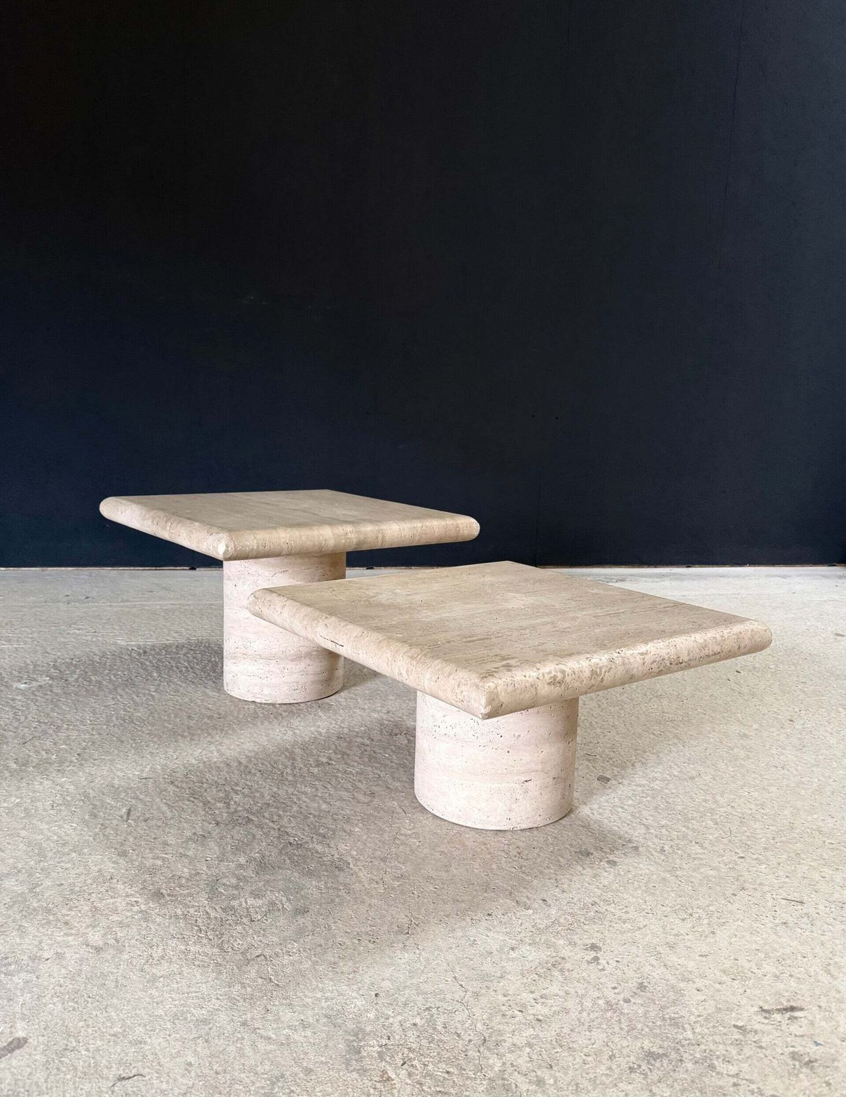 Postmodern Design Travertin Side Table Set By Angelo Mangiarotti For Up & Up, Italy 1970's photo buy