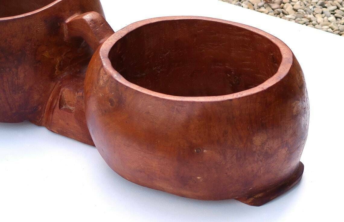 Huge African Wood Planter, 1970s / Stand, Display, Africa, Cactus Plant Holder, Boho Chic Furniture, Folk photo vintage