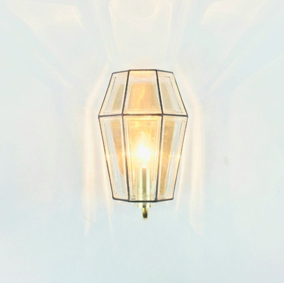 Paar Mid-Century Glazen & Messing Wandlampen Van Limburg, Duitsland, jaren 1960 photo for sale