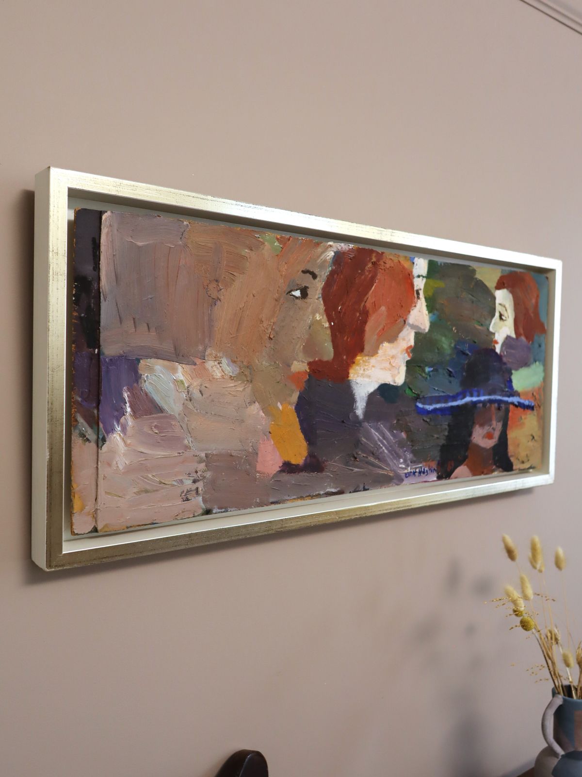 The Rumour, olieverfschilderij, jaren 1980 photo for sale