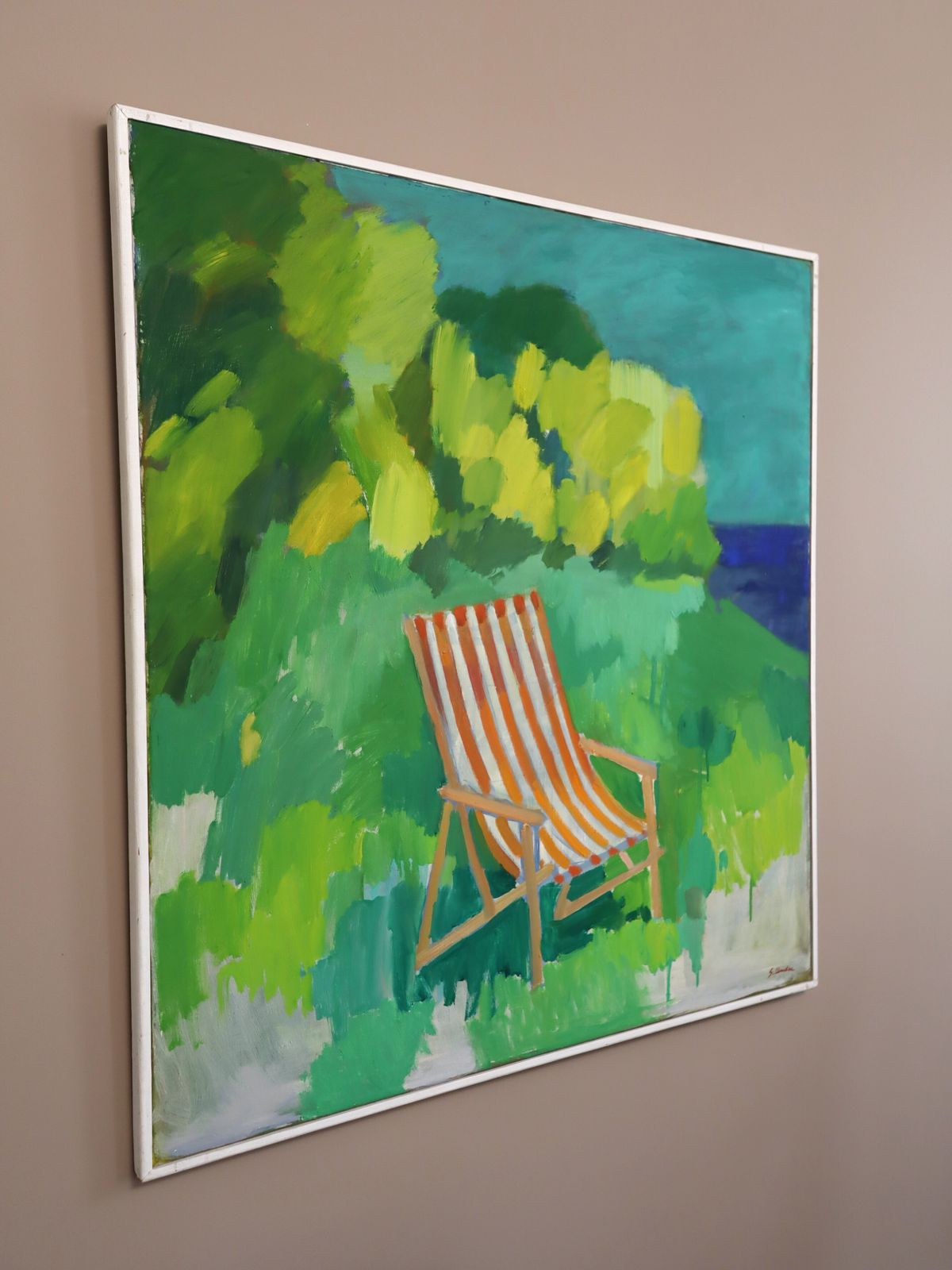 The Lounger, olieverfschilderij, midden 20e eeuw photo for sale