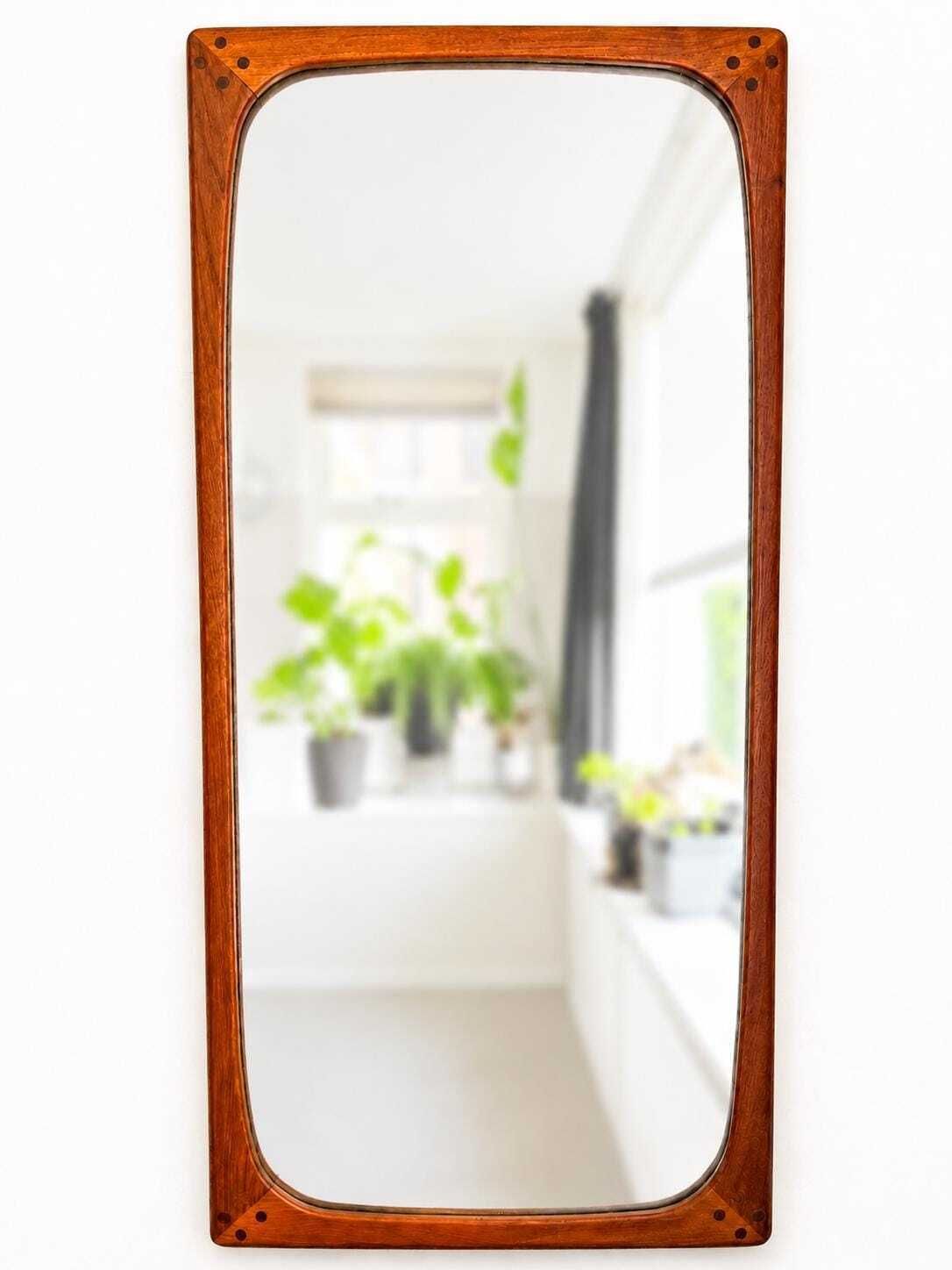Vintage Grote Teakhouten Wandspiegel Toegeschreven aan Aksel Kjersgaard | Scandinavian Modern jaren 1960 photo furniture