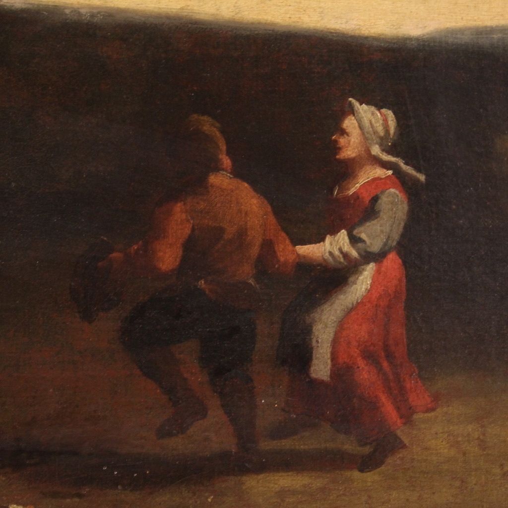 photo vinterior Antique Italian Painting From The 17th Century, Bamboccianti Genre Scene