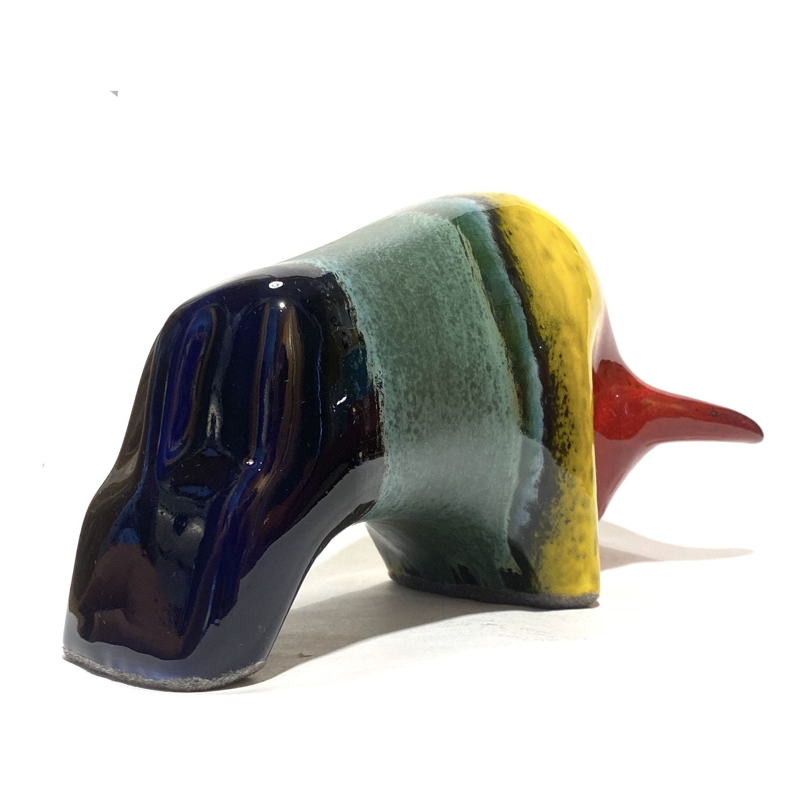 Otto Keramik Keramische Stier in Multicolour Regenboogglazuur, West German Pottery Stijl Sculptuur photo Kunst