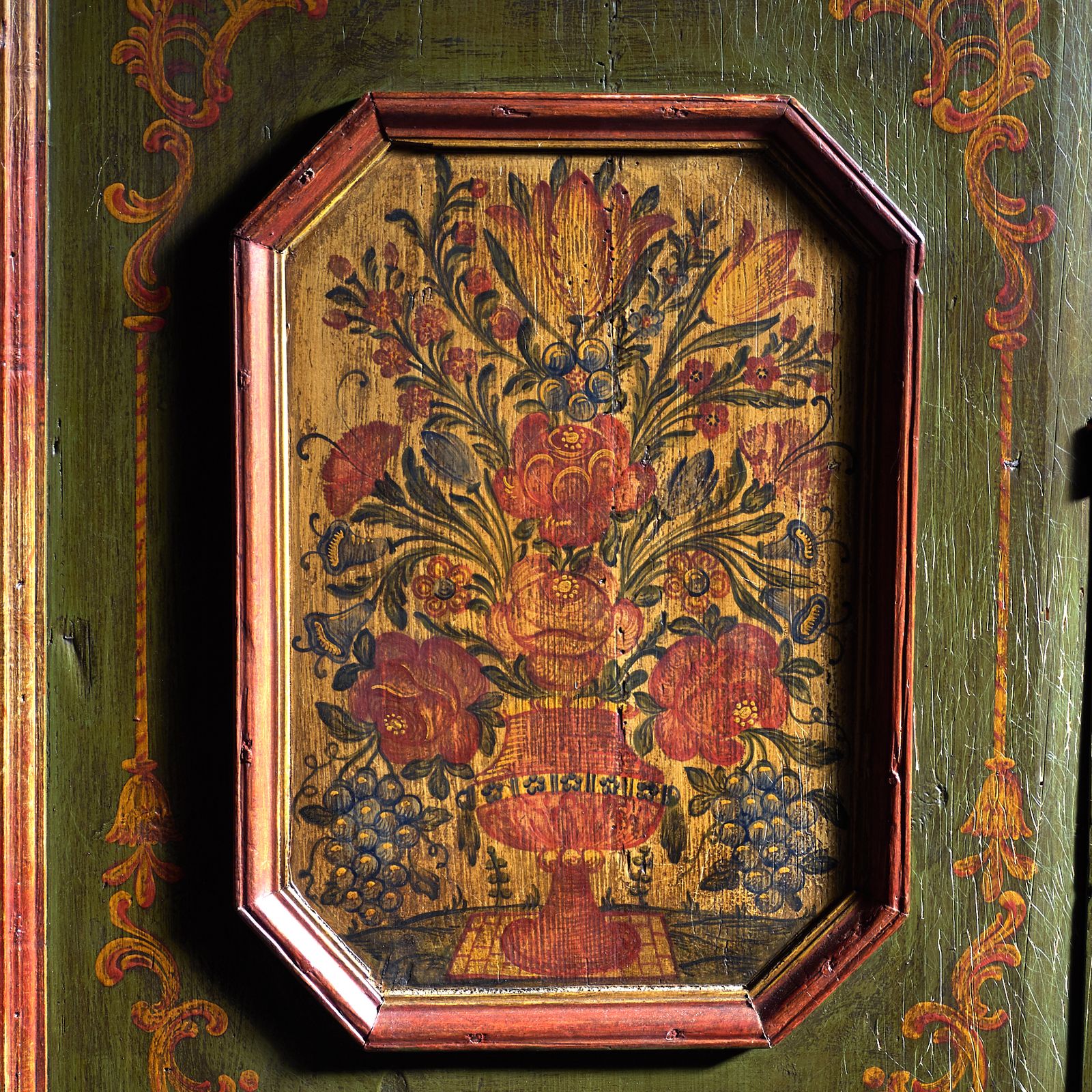 Antique Painted Armoire In Pine Wood Austria Year 1831 photo for sale
