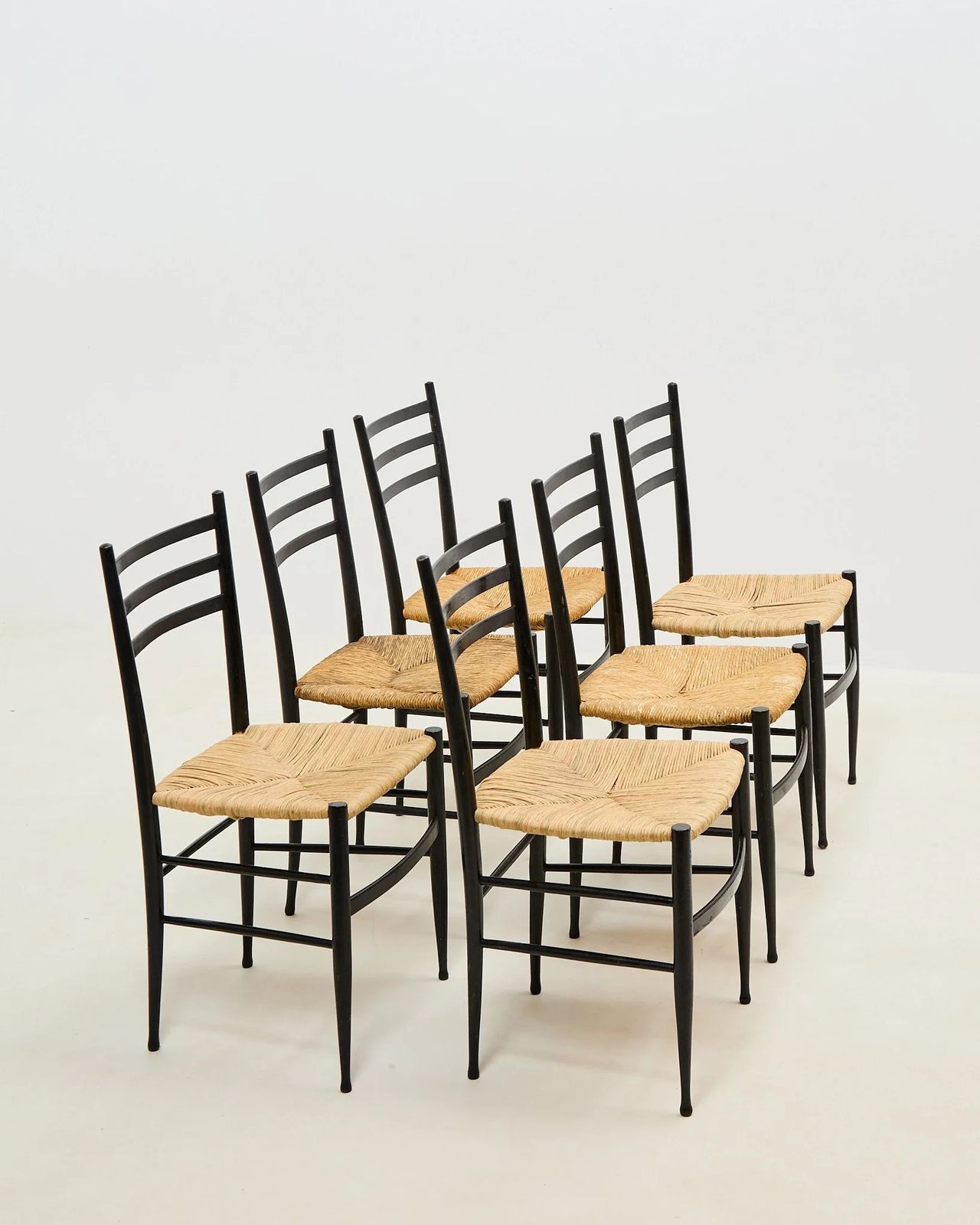 Furniture Gio Ponti Style Chairs X 6, 1950s photo