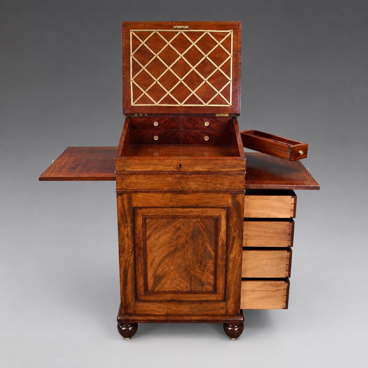 A Fine Gillows Flame Mahogany Davenport photo Furniture