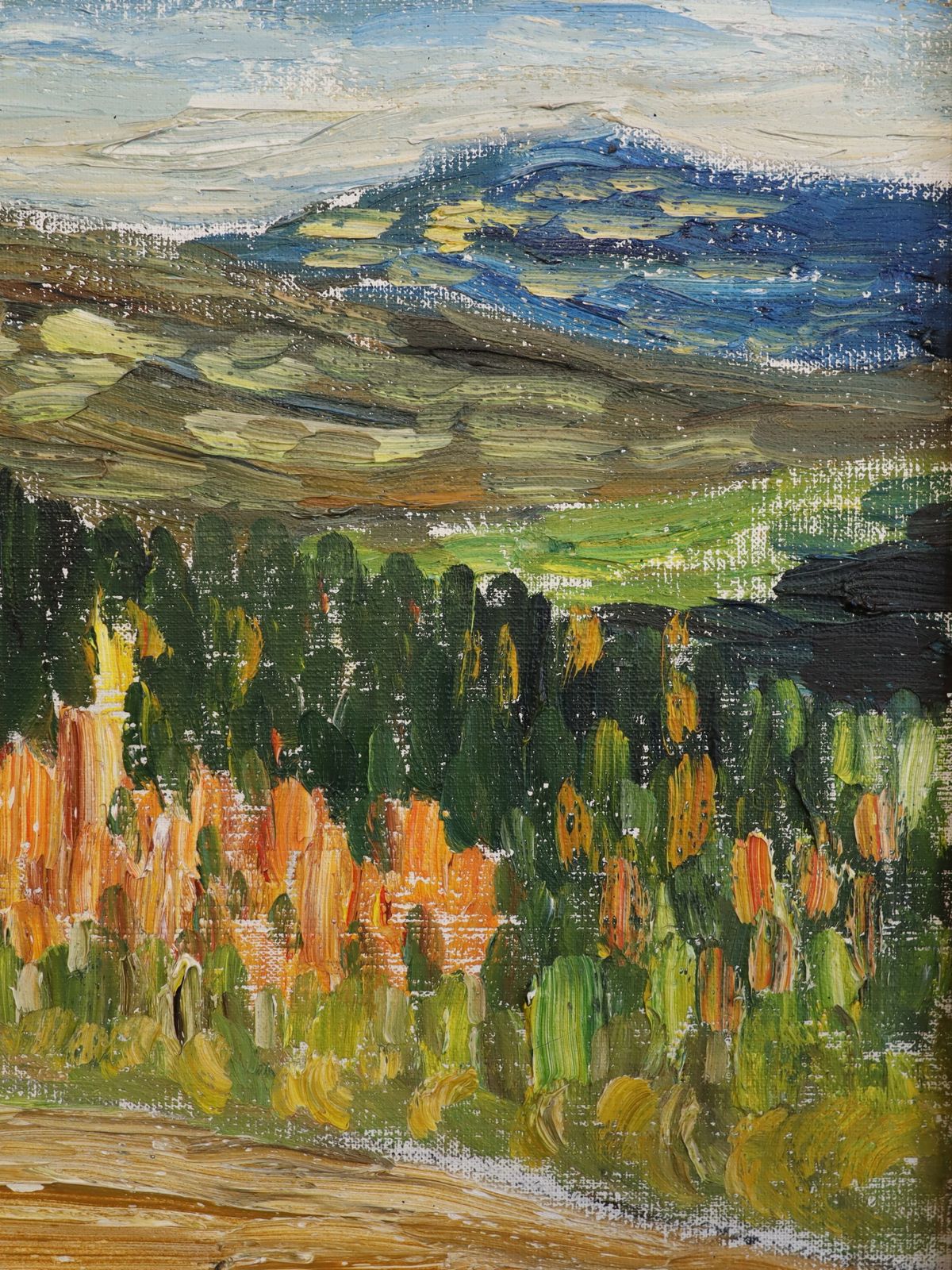 The Hills Beyond, olieverfschilderij, jaren 1970 photo Kunst
