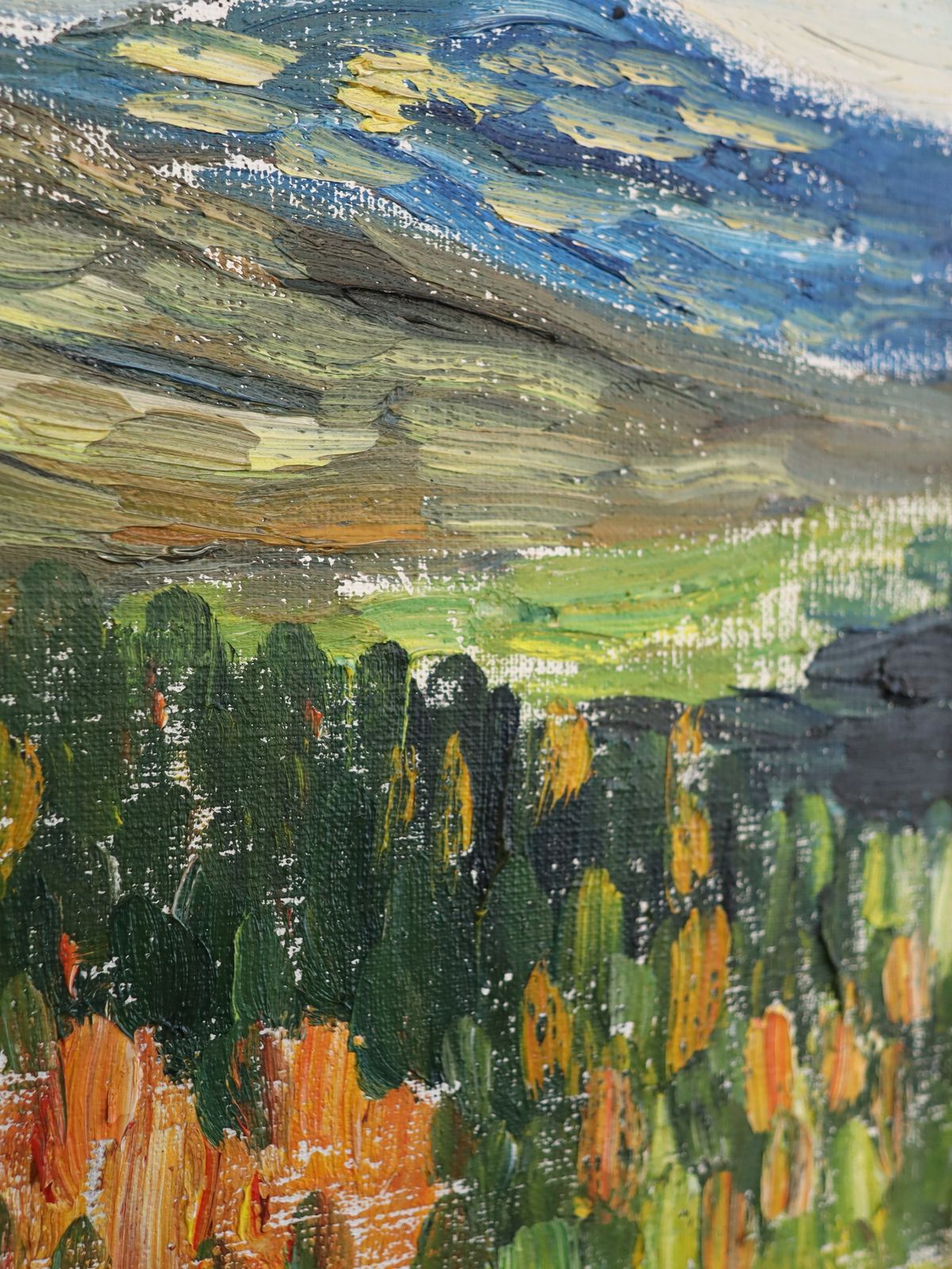 The Hills Beyond Oil Painting, 1970s photo vinterior