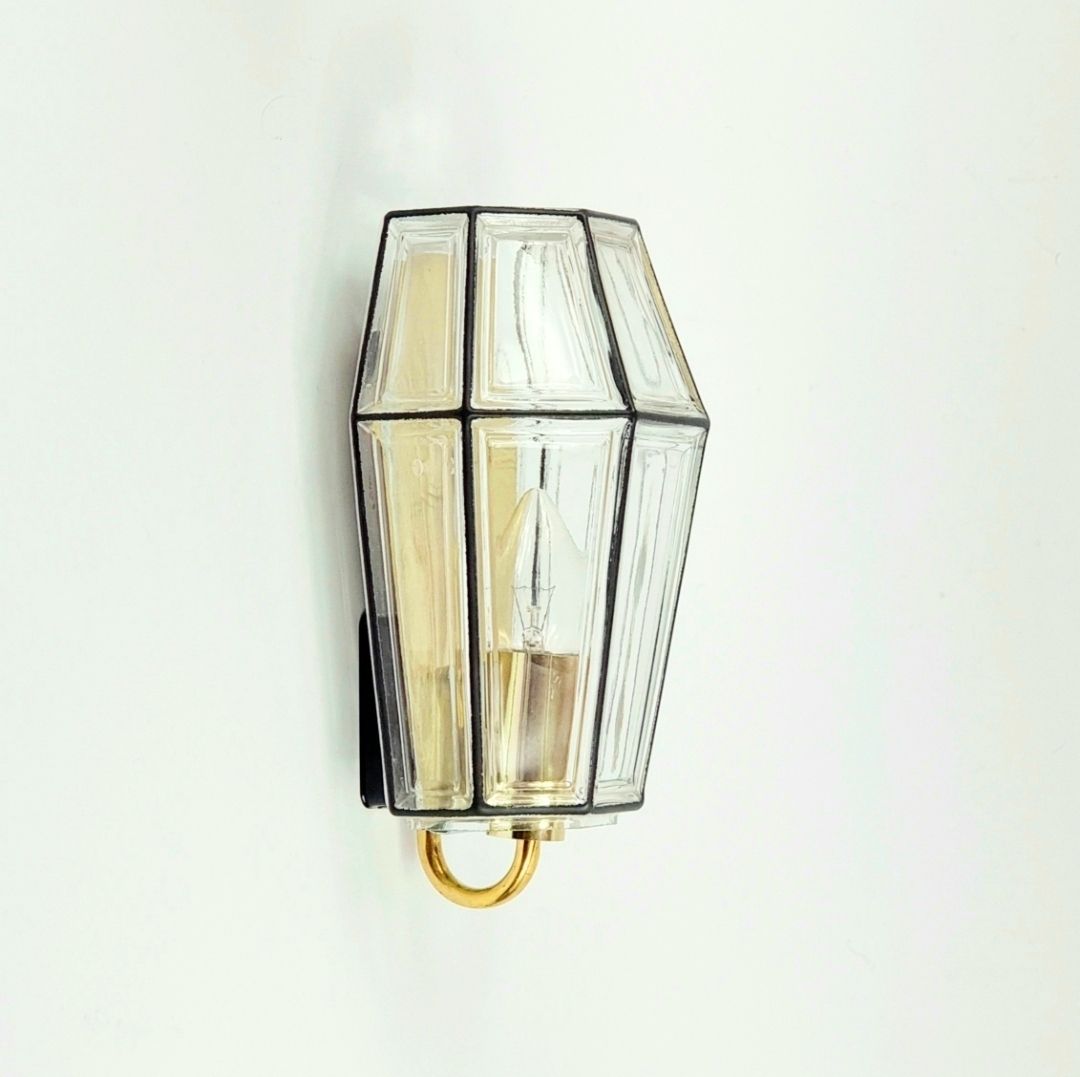 Set van 4 mid-century modern glazen en messing wandlampen van Limburg, Duitsland, jaren 1960/1970 photo furniture
