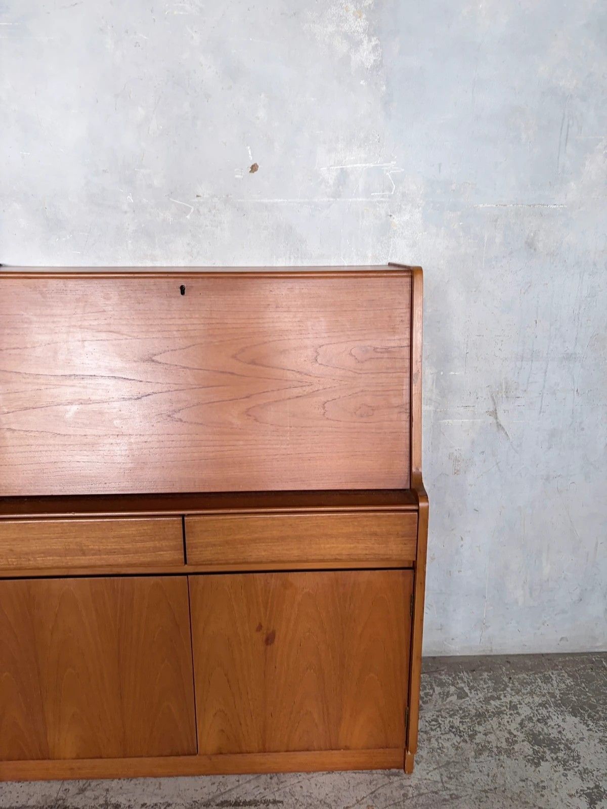 Mid Century Remploy Teak Bureau Desk Compact Drop Front Writing Bureau Cabinet photo Furniture