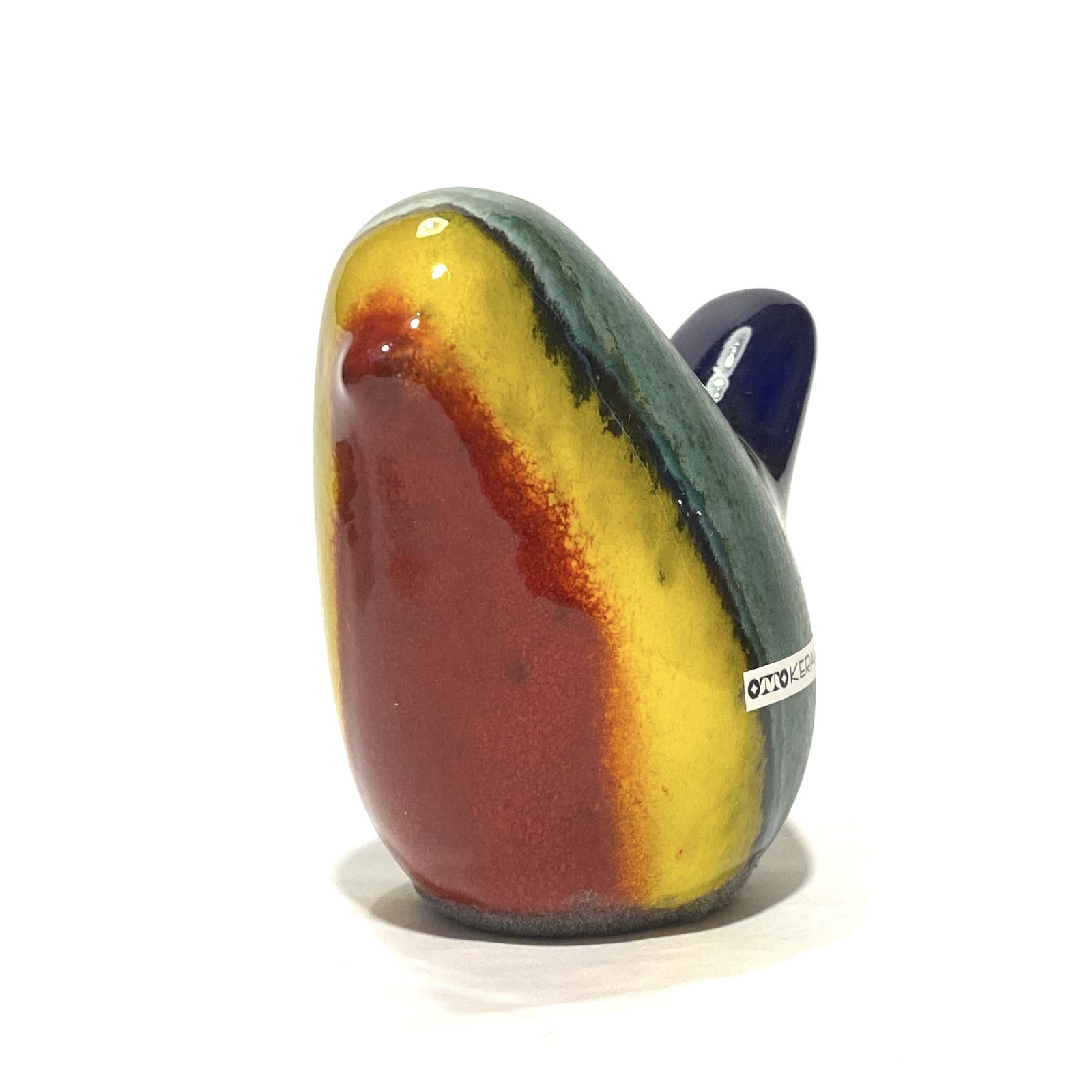 Otto Keramik regenbooggeglazuurd keramisch vogeltje, West German Pottery stijl ornament/sculptuur photo Woonaccessoires