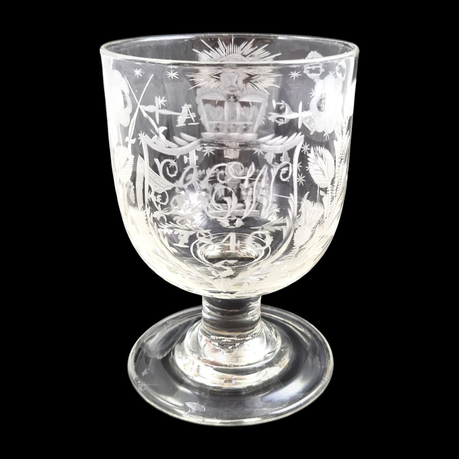 North East English Engraved Gaof Lead Glass Rummer, C.1820–1830 photo 300.0